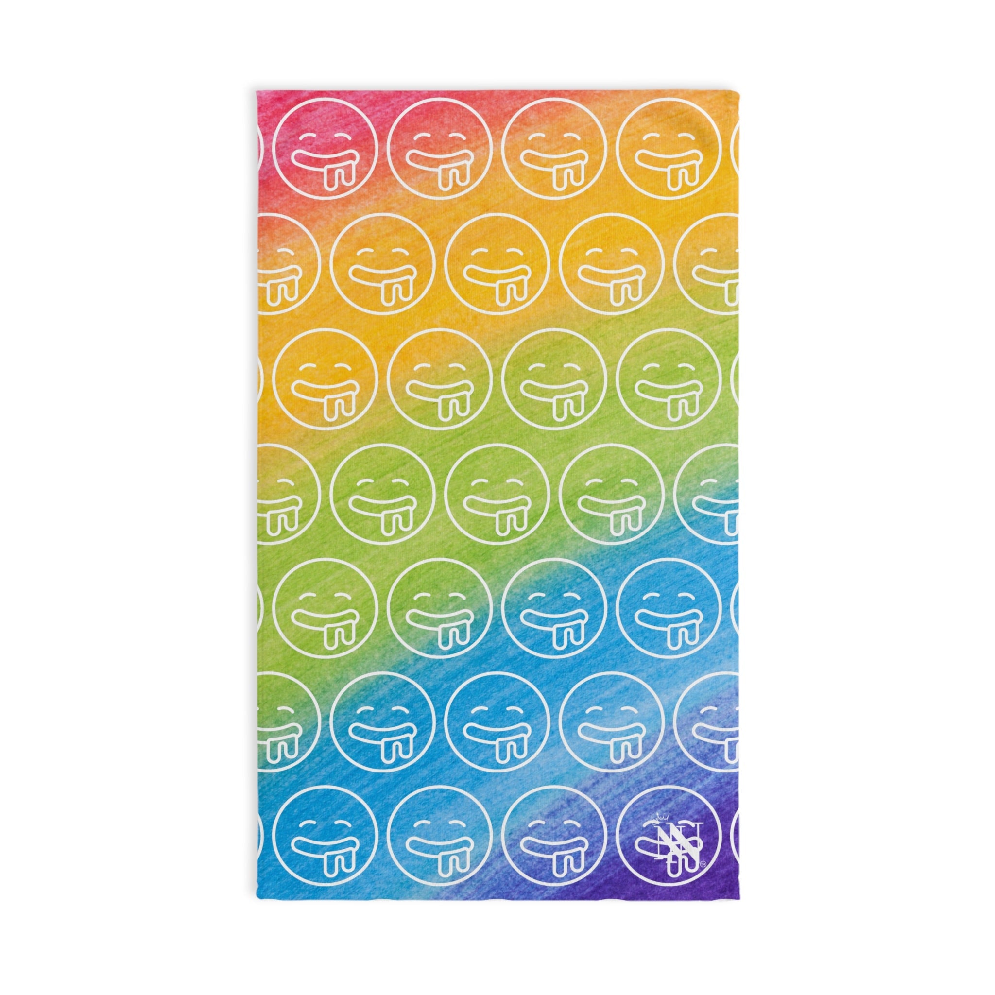 Hungry Drooling Emoji Pattern Rainbow Cum Towel