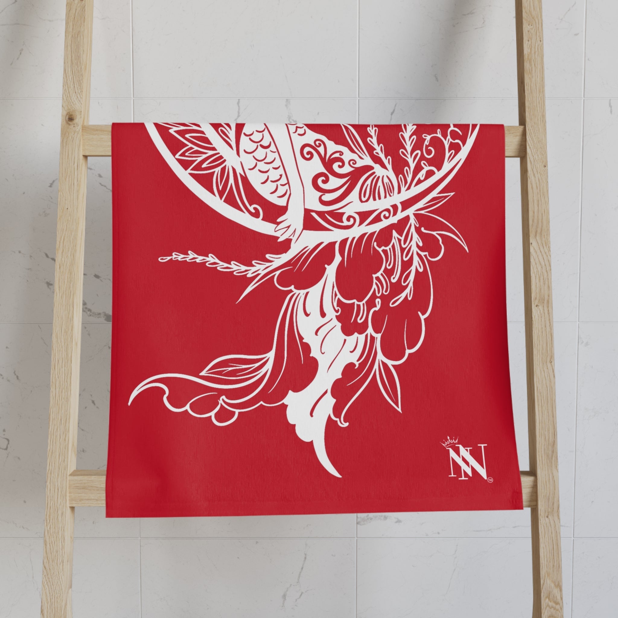 Mermaid On Moon Red Cum Towel