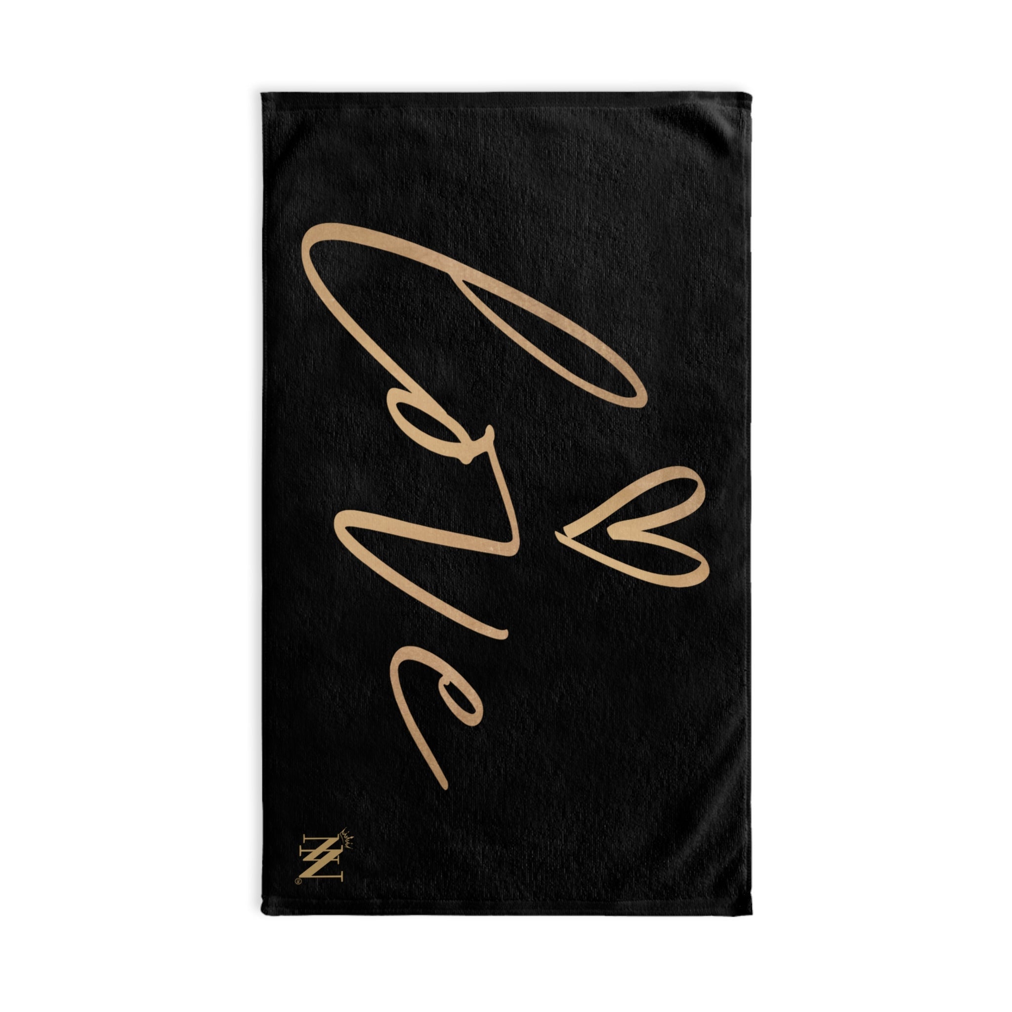 Gold Love Heart Black Cum Towel