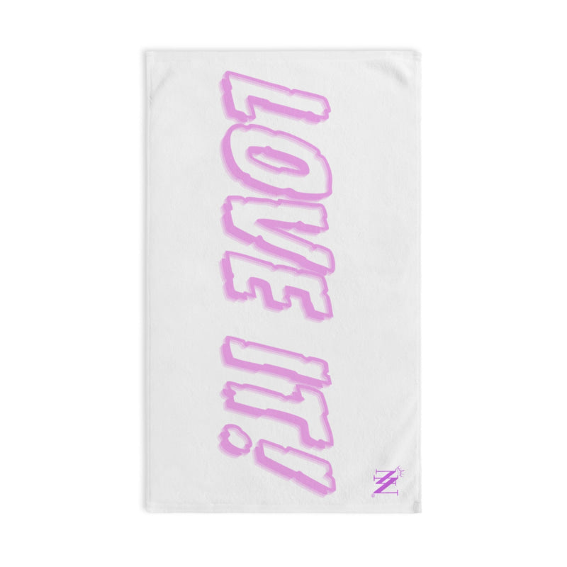 Love It | White Hand Towel Sexy Wedding Gifts Party Bridal Cotton Couples Rag 2nd Anniversary Hers Him His Wife