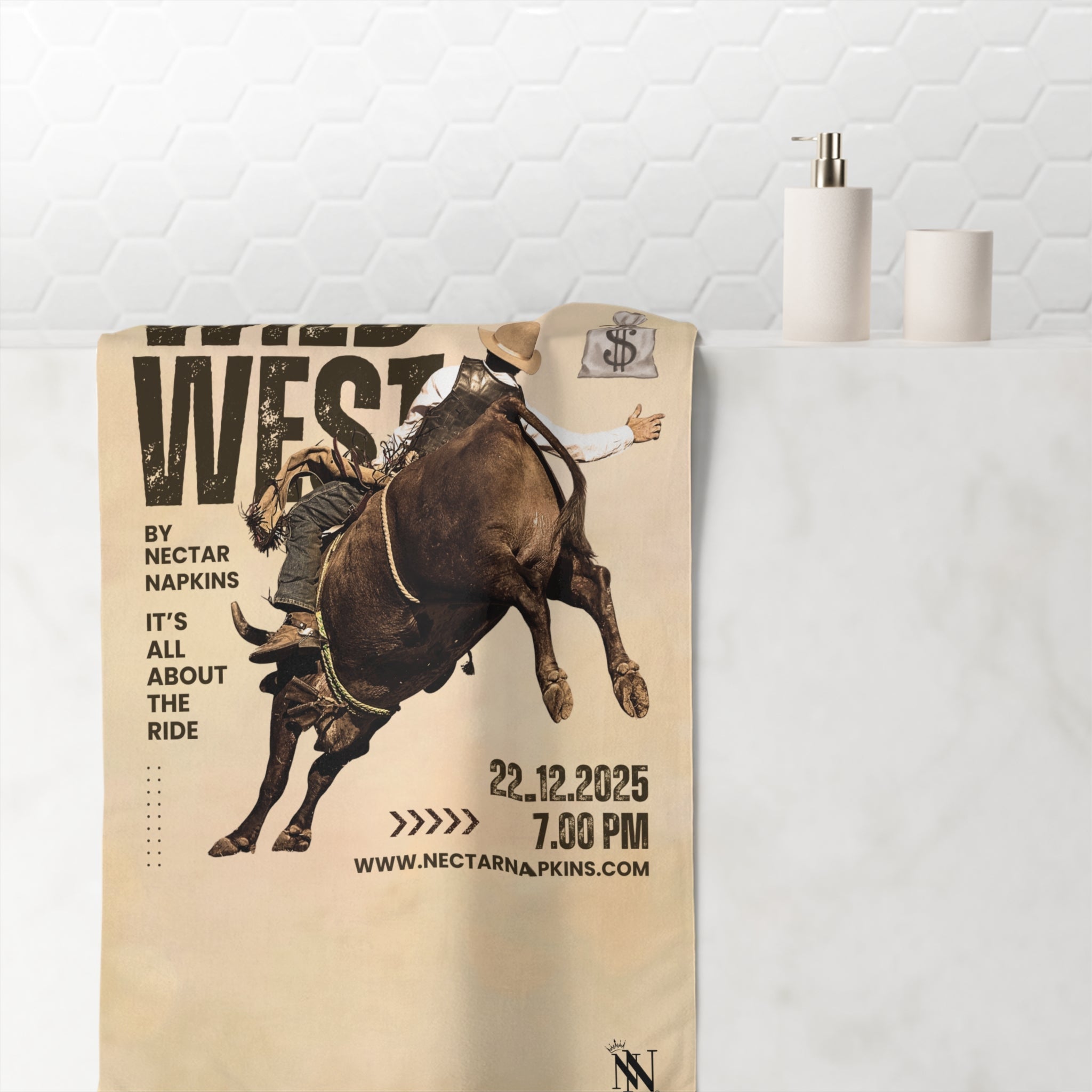 Wild West Poster Silky Soft Mink Cotton Extra Large Playful Sex Towel