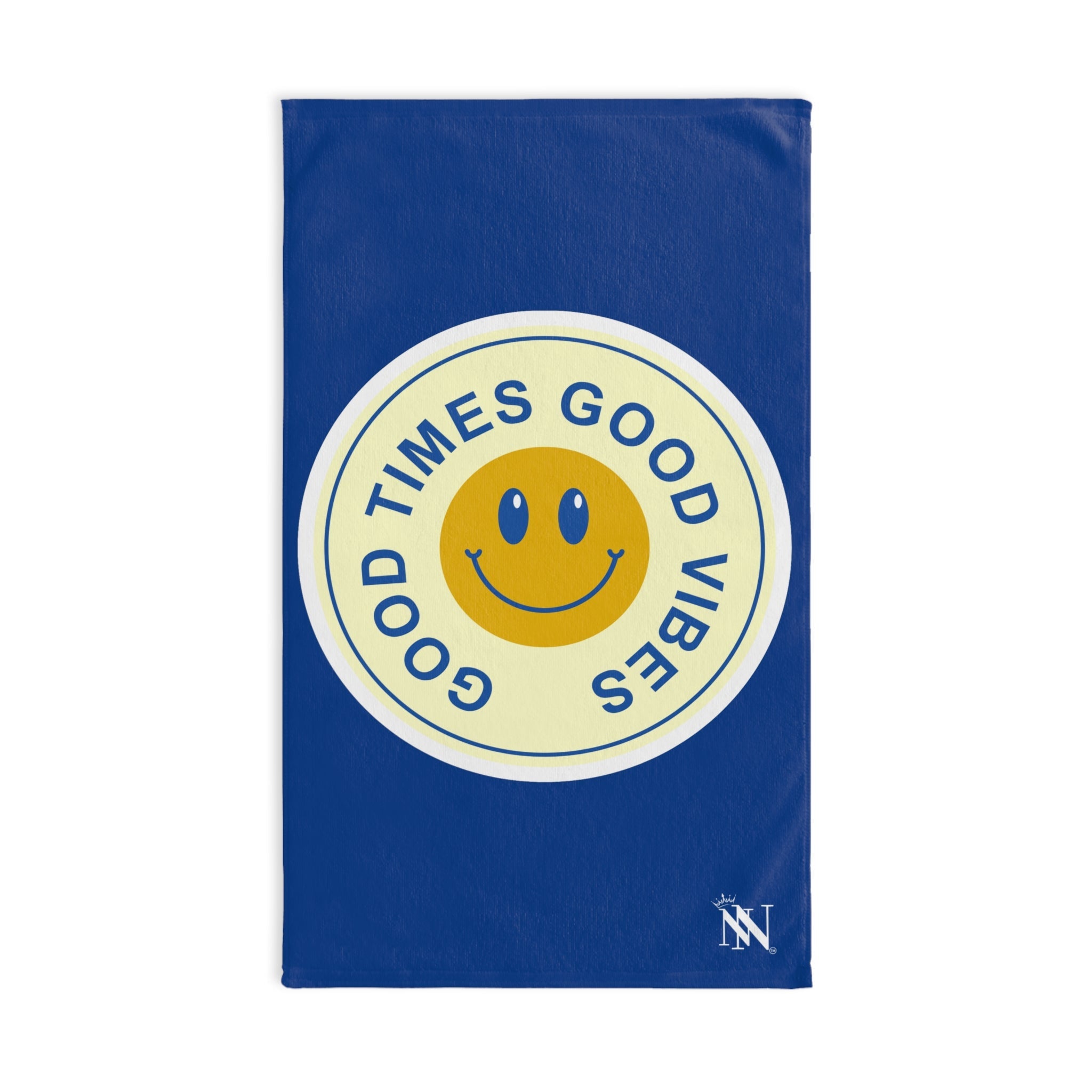 Good Times Good Vibes Happy Face Blue Cum Towel