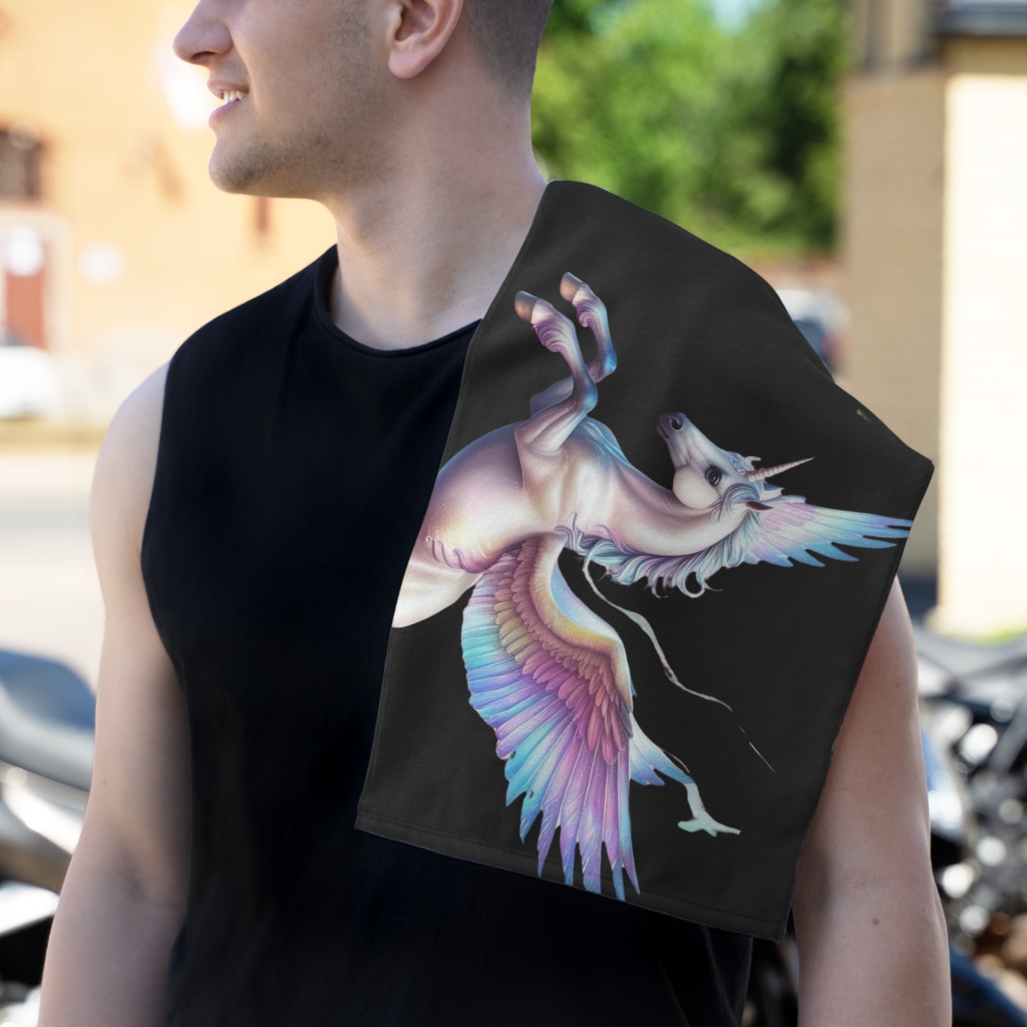 Unicorn with Wings Black | Mix & Match Soft Fun-Flirty Lovers’ Towels