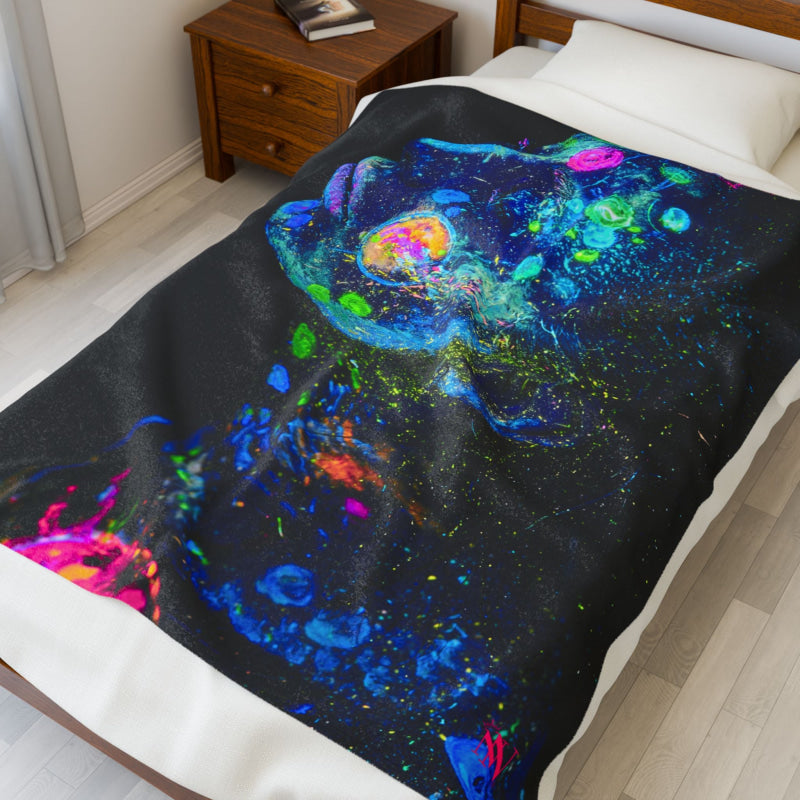 She Glows Blacklight Graphic | Mix & Match Soft Fun-Flirty Lovers’ Blankets