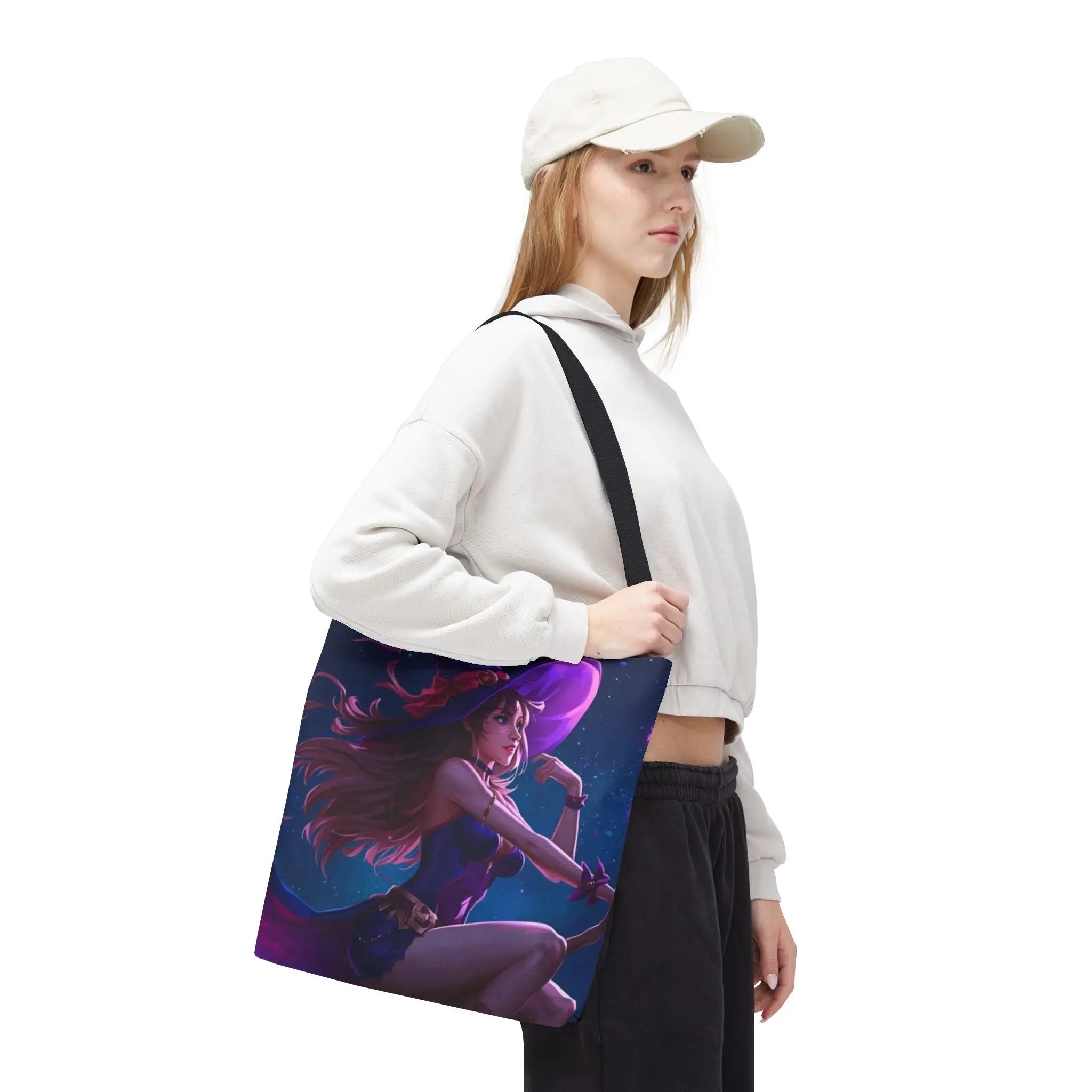 Flying Witch Broomstick Fantasy Women Everyday Weekend Getaway Tote Bag
