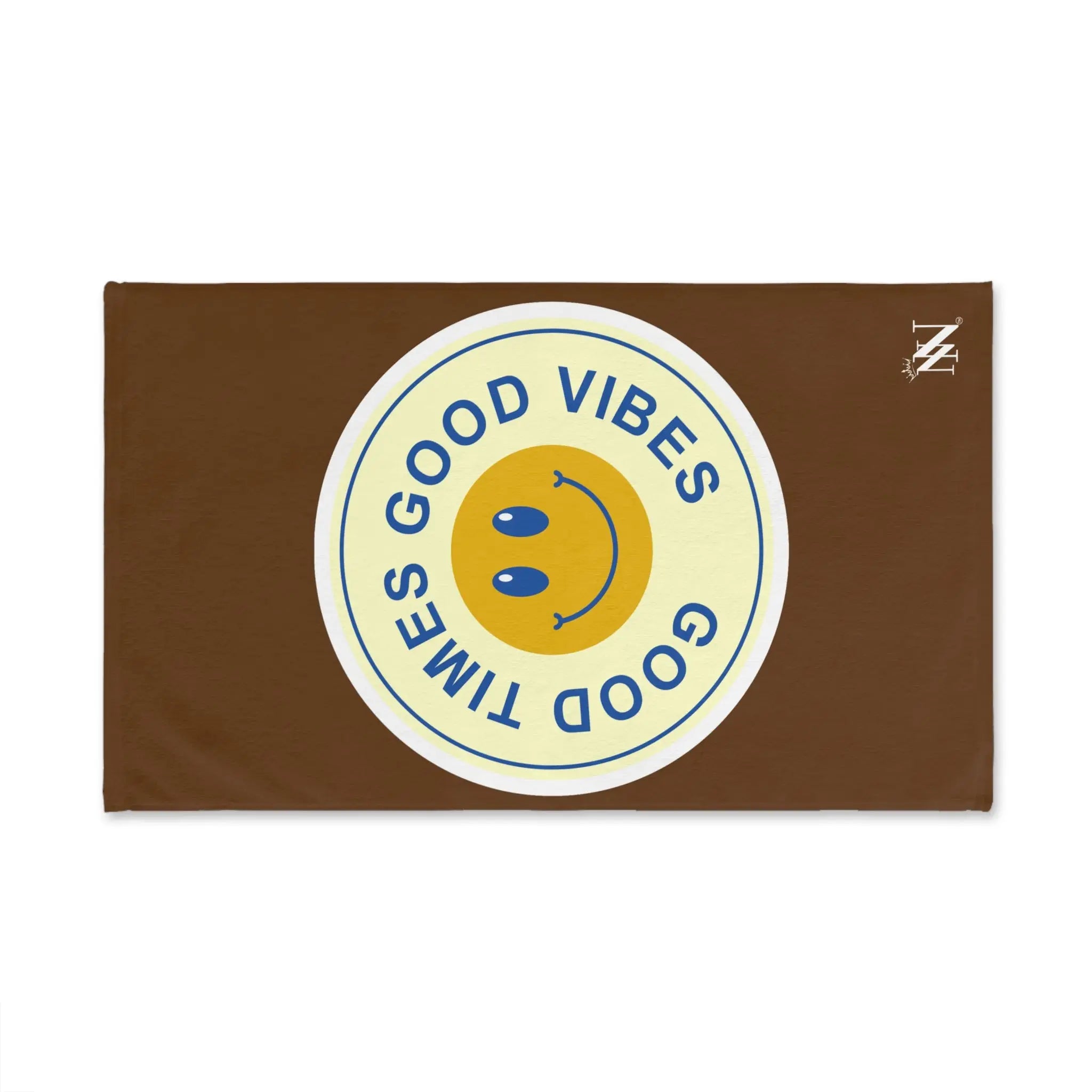 Good Times Good Vibes Happy Face Brown Cum Towel