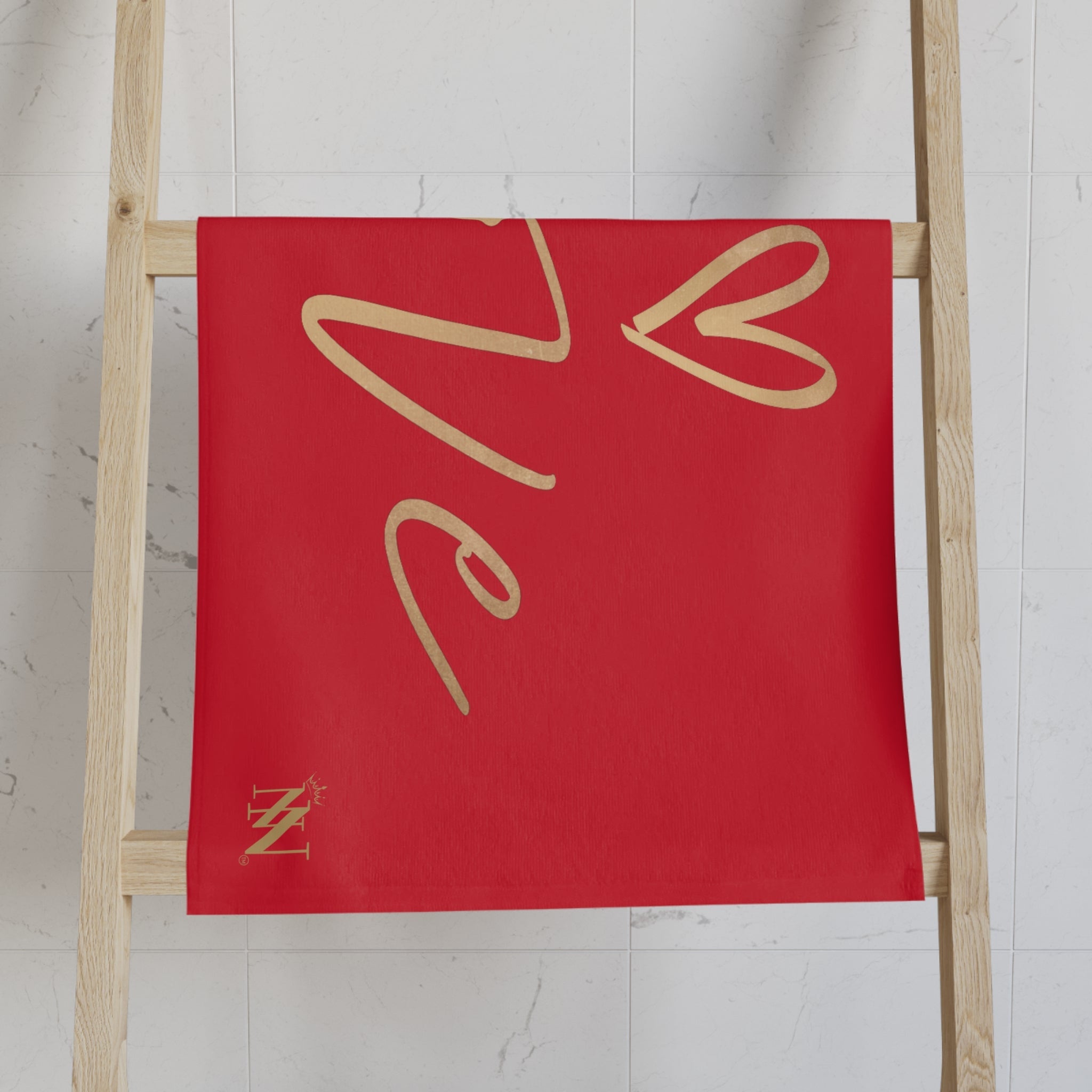 Gold Love Heart Red Cum Towel