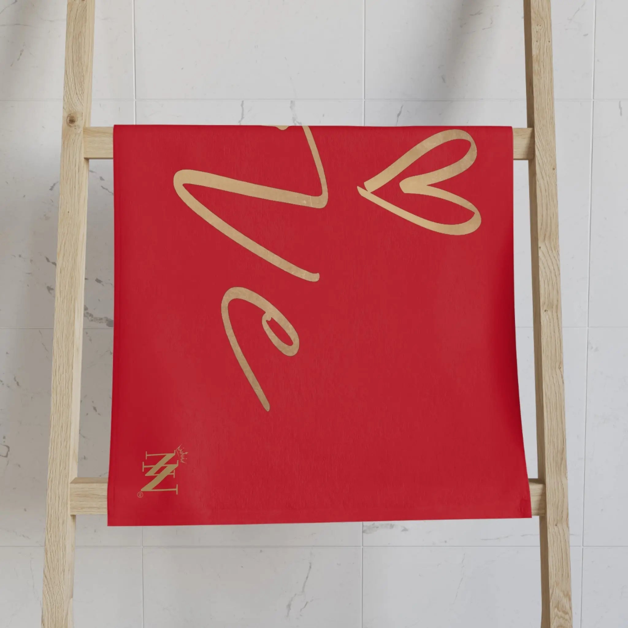 Gold Love Heart Red Cum Towel