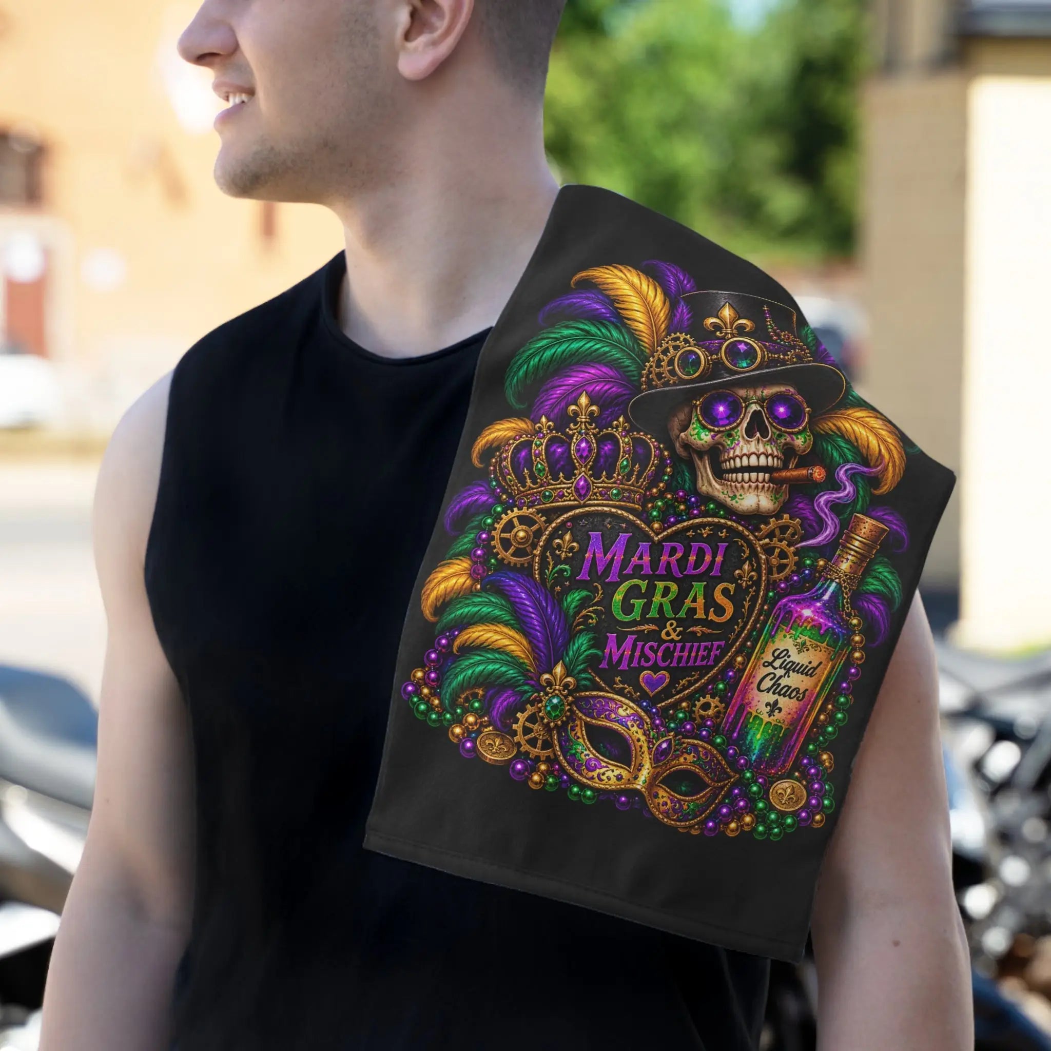 Mardi Gras & Mischief Skull Sex Towel