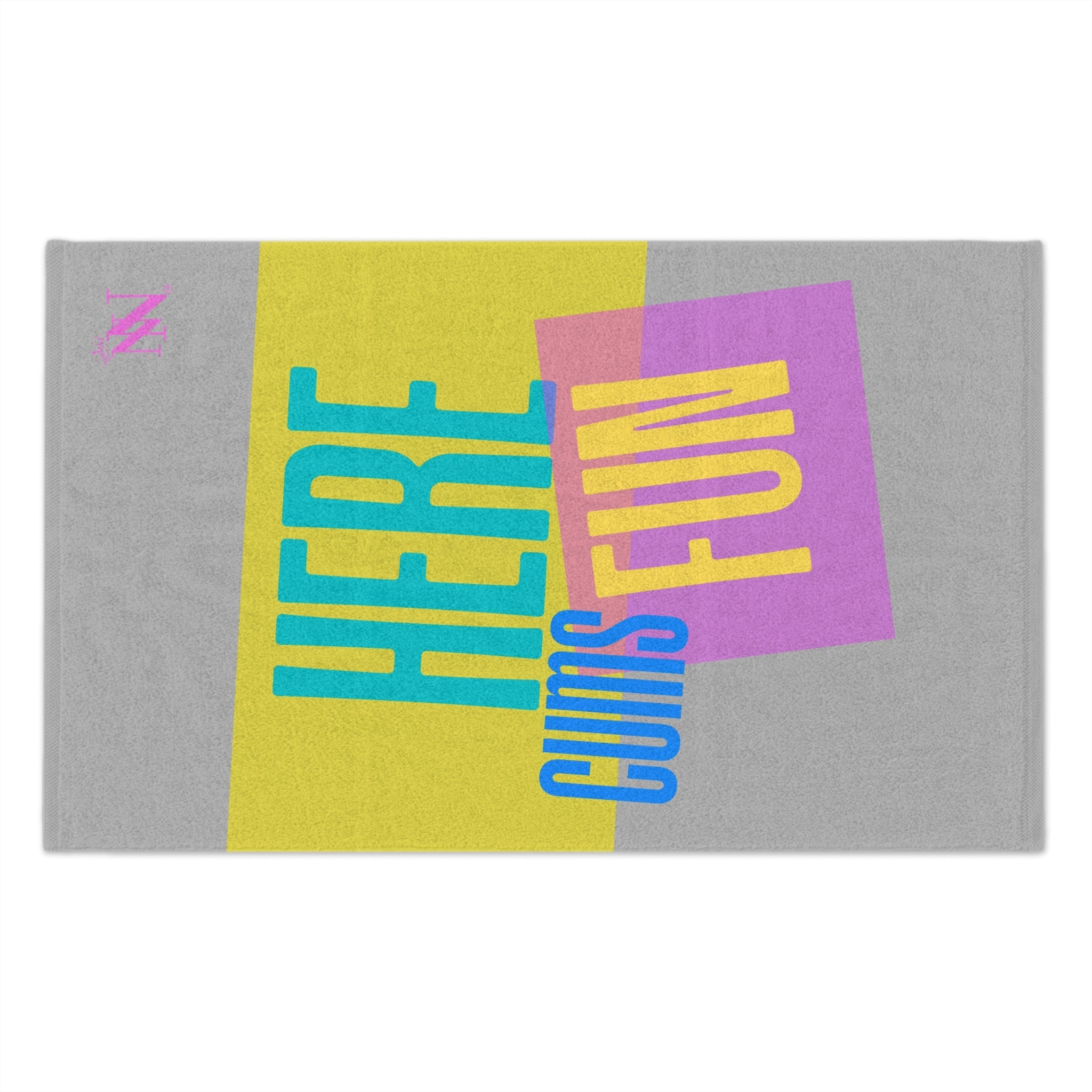 Here Cums Fun Light Grey | Mix & Match Soft Fun-Flirty Lovers’ Towels