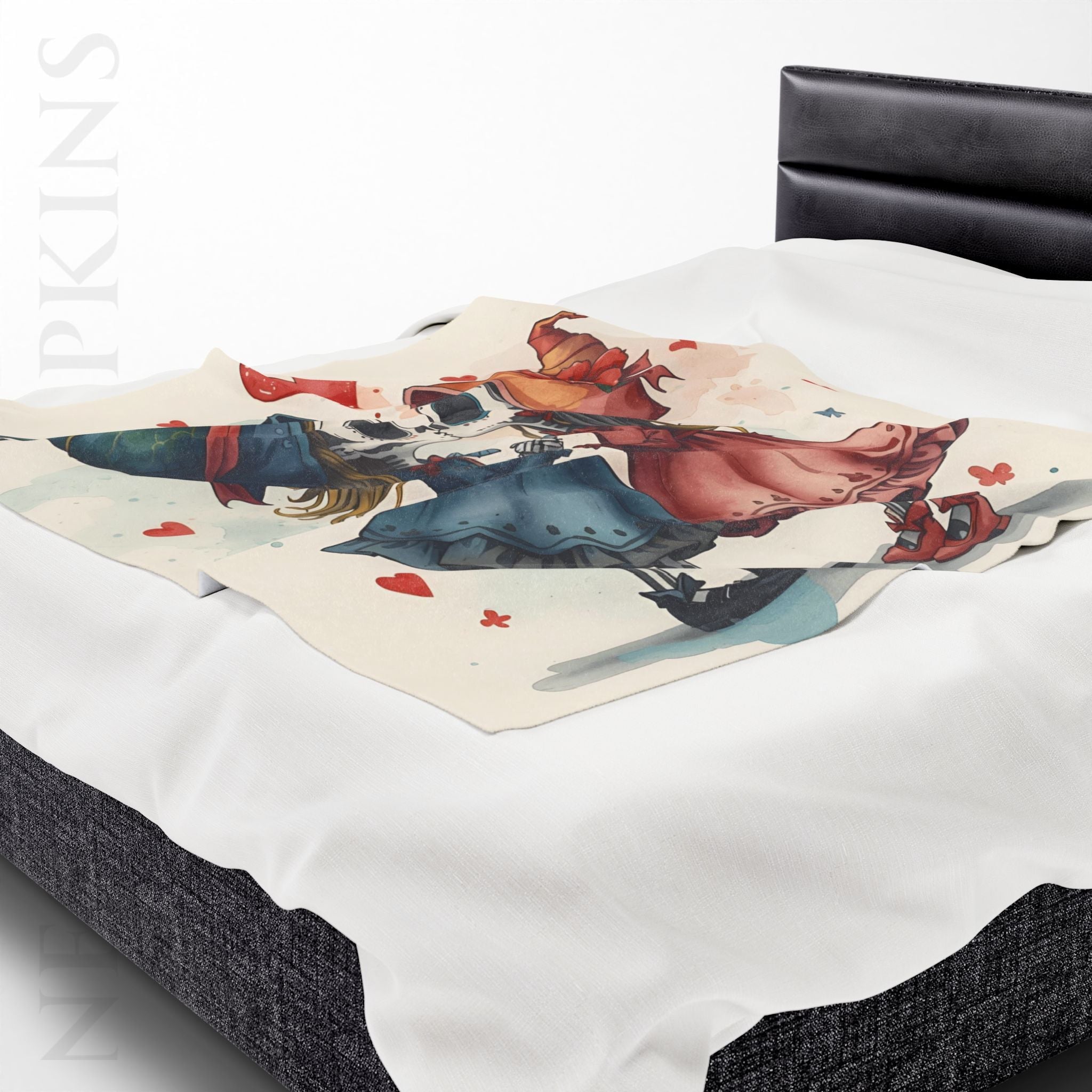 Kissing Witches Print | Mix & Match Velveteen Fun-Flirty Lovers’ Blankets