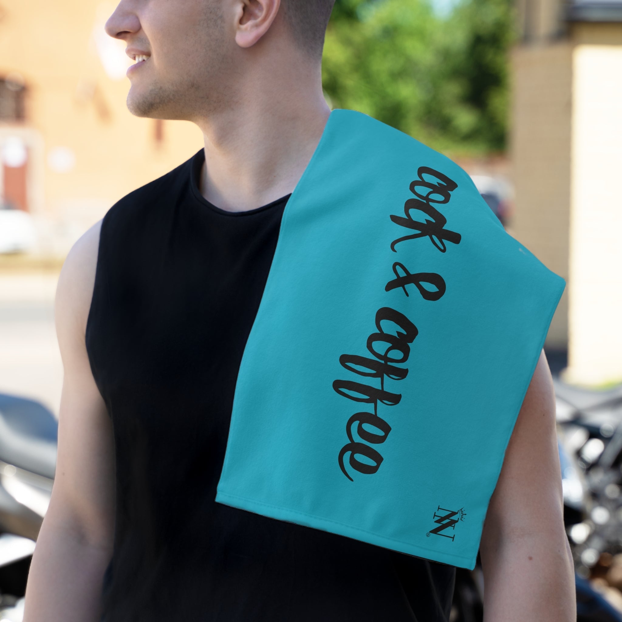 Cock & Coffee Teal | Mix & Match Soft Fun-Flirty Lovers’ Towels