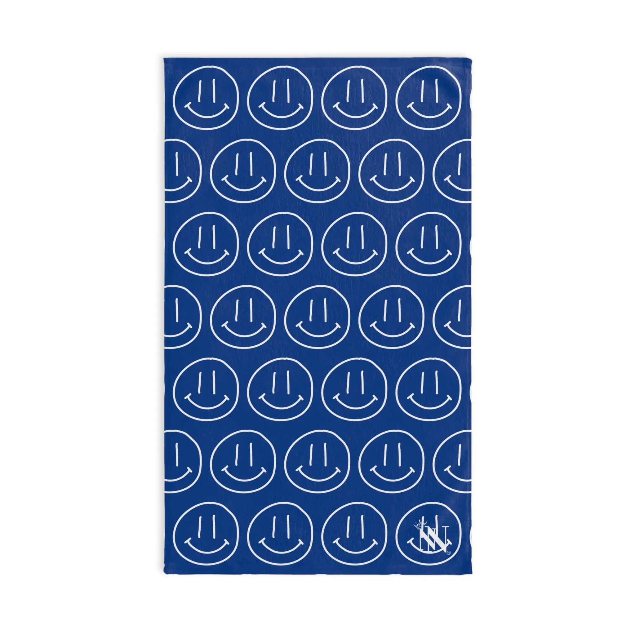 Happy Smiling Emoji Pattern Blue Cum Towel