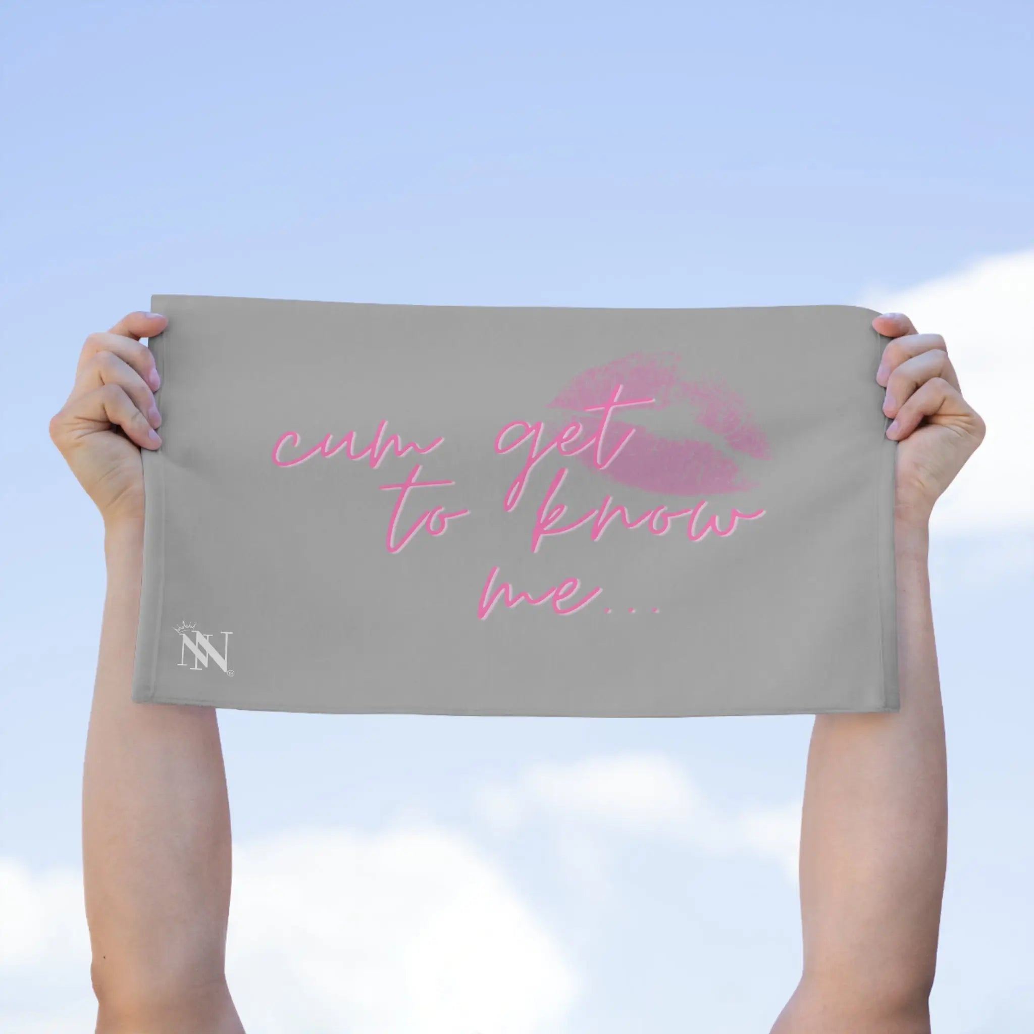 Cum Get to Know Me! Light Grey | Mix & Match Soft Fun-Flirty Lovers’ Towels