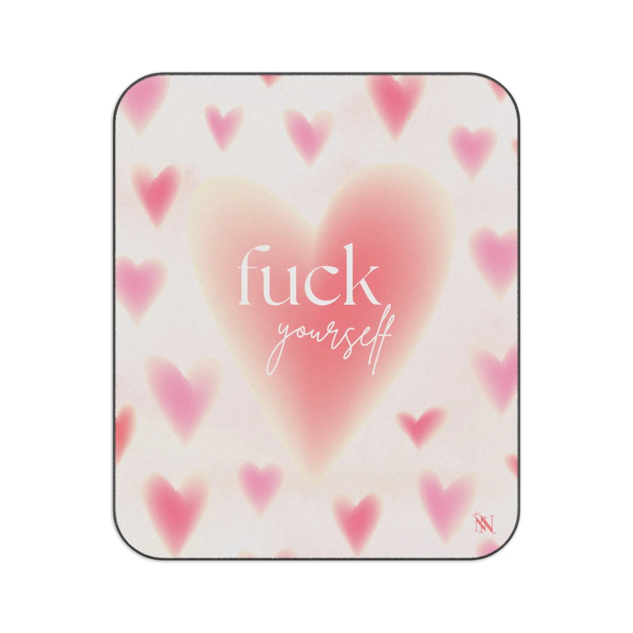 Fuck Yourself Heart Pattern Travel-Friendly Water-Resistant Sex Blanket