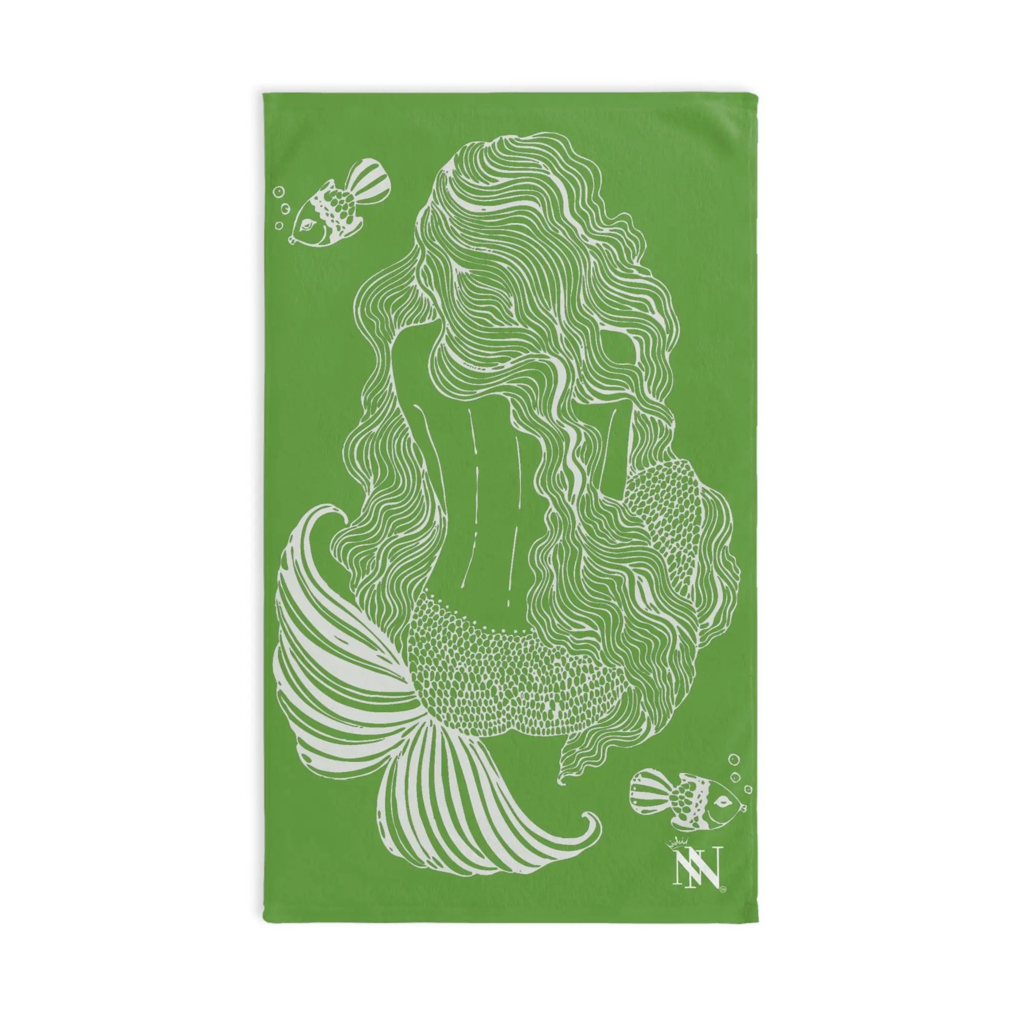 Mermaid Sitting Her Back Turned Lime Green Cum Towel