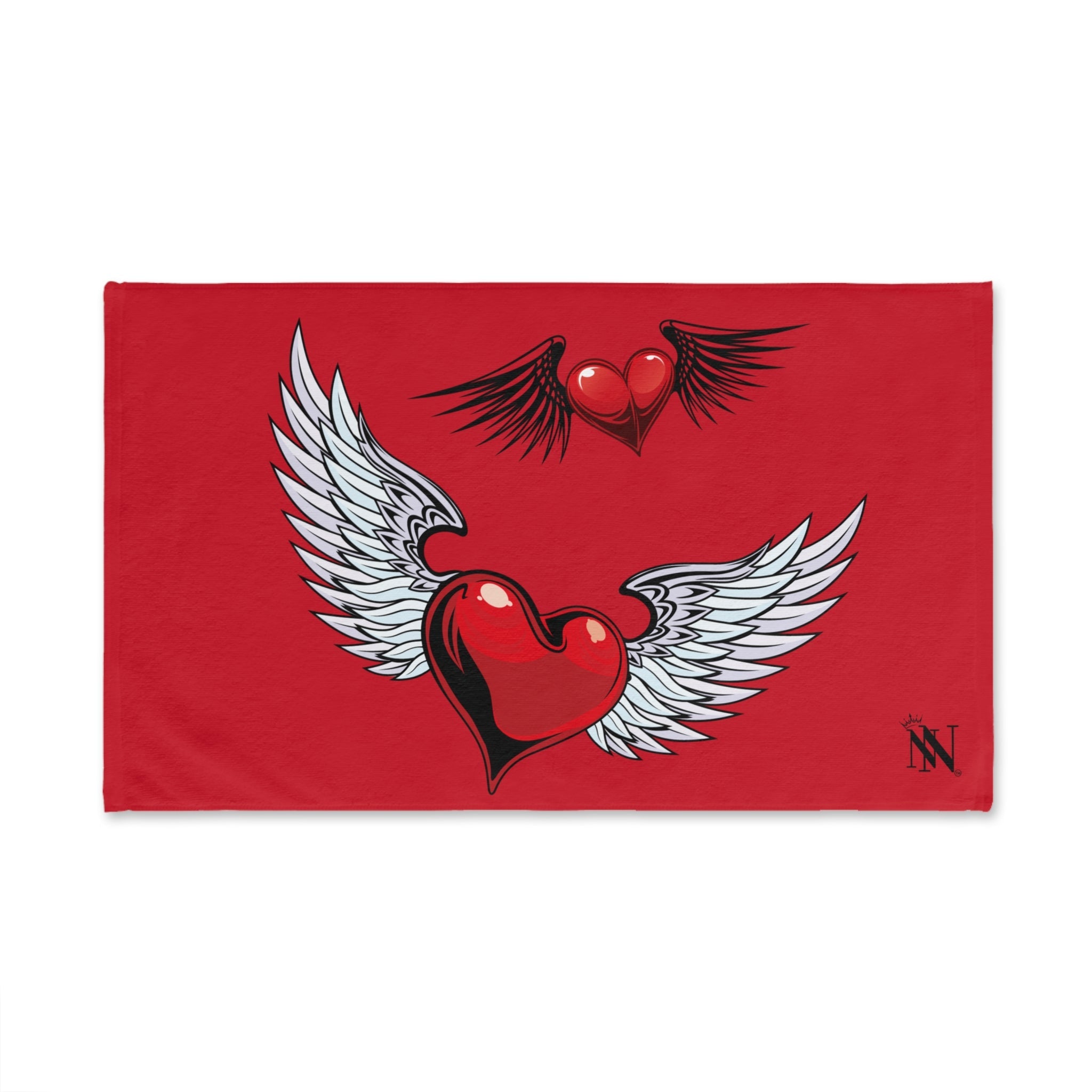 Double Hearts with Wings Red Cum Towel