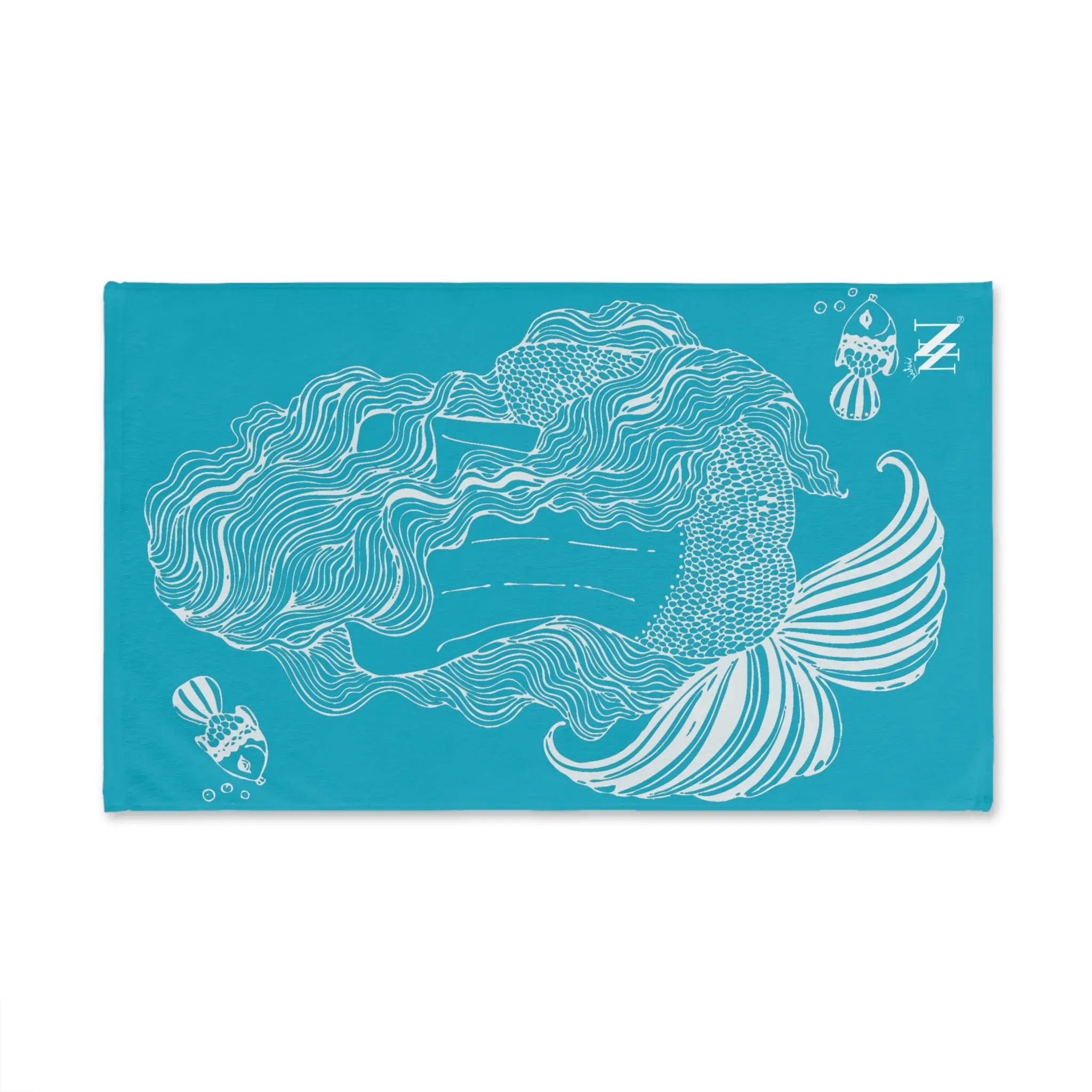 Mermaid Sitting Her Back Turned Teal Cum Towel