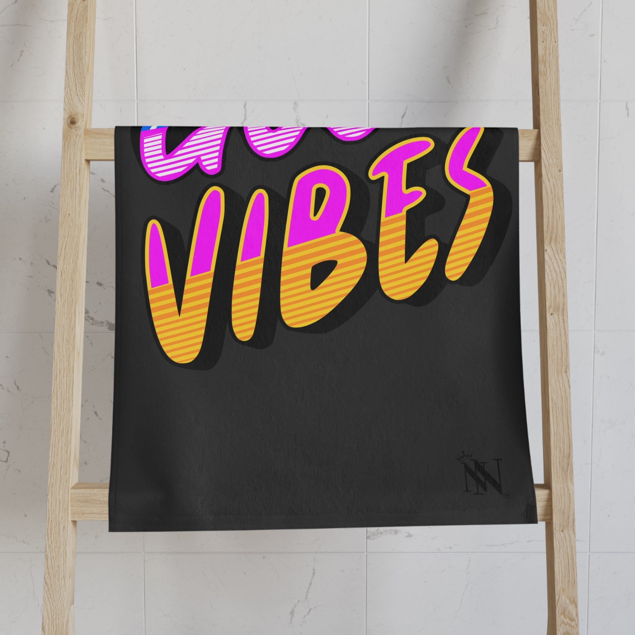Neon Rainbow Good Vibes Dark Grey | Mix & Match Classic Fun-Flirty Loversâ Towels