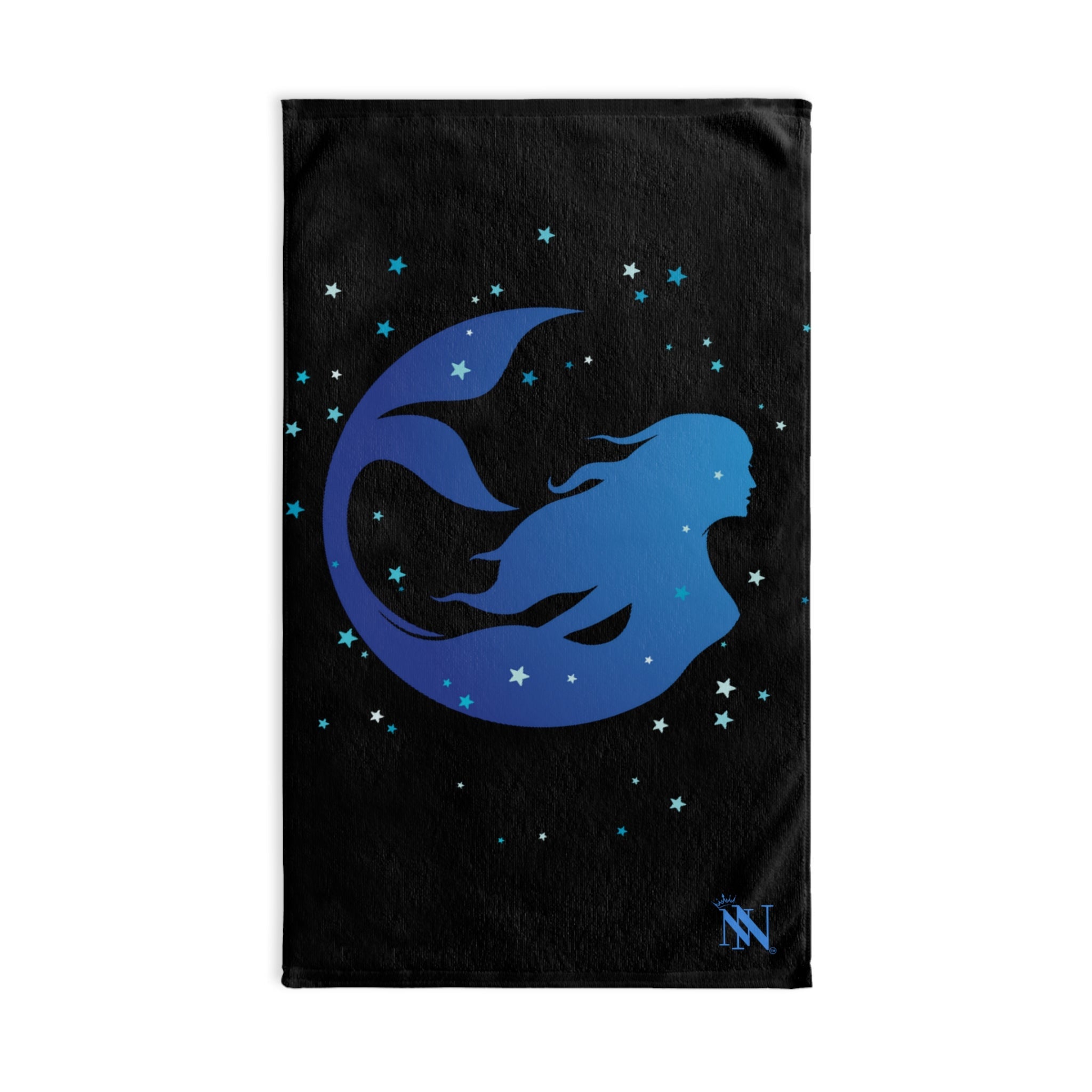 Mermaid Blue Stars Black Cum Towel