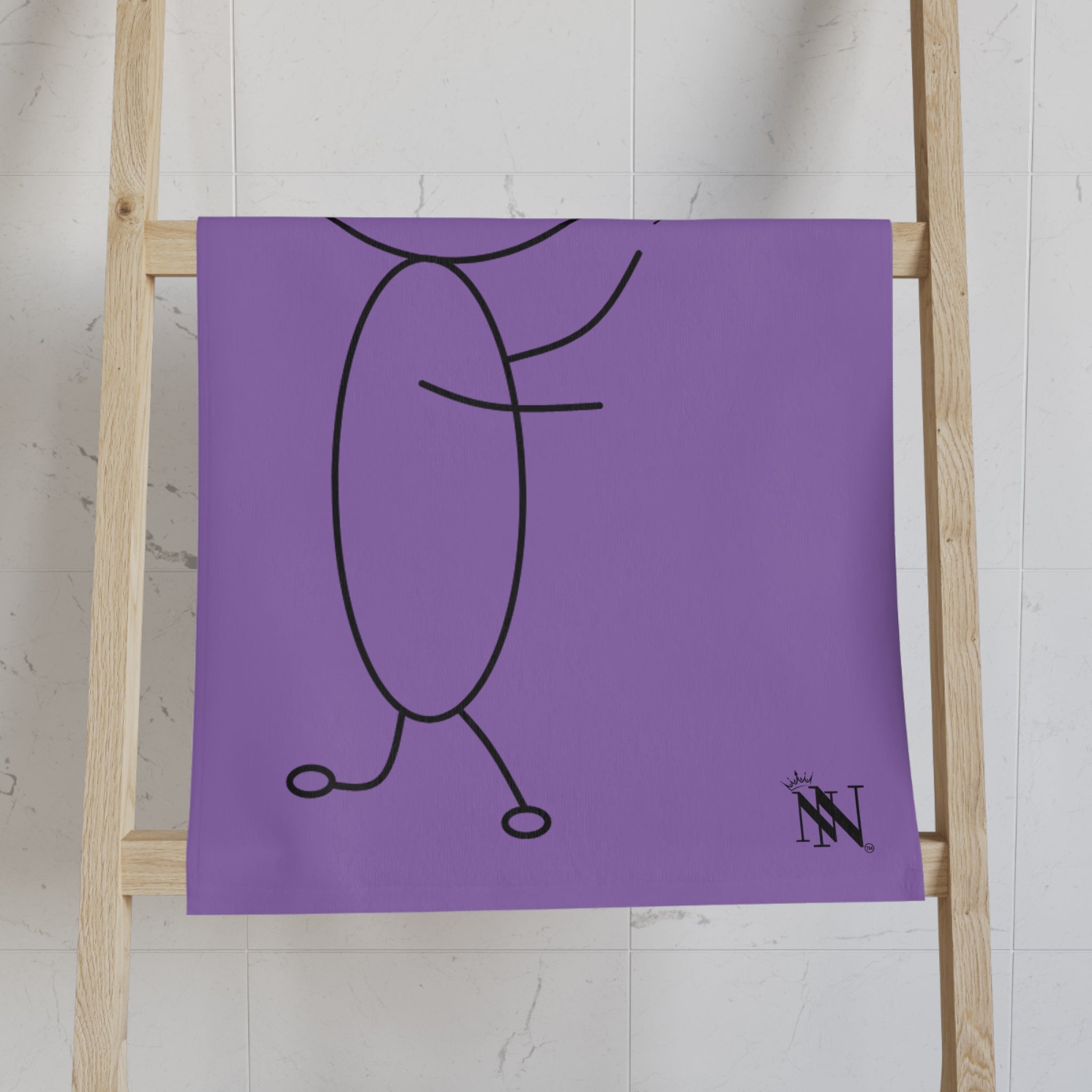 Stick Man Heart Balloon Light Purple Cum Towel
