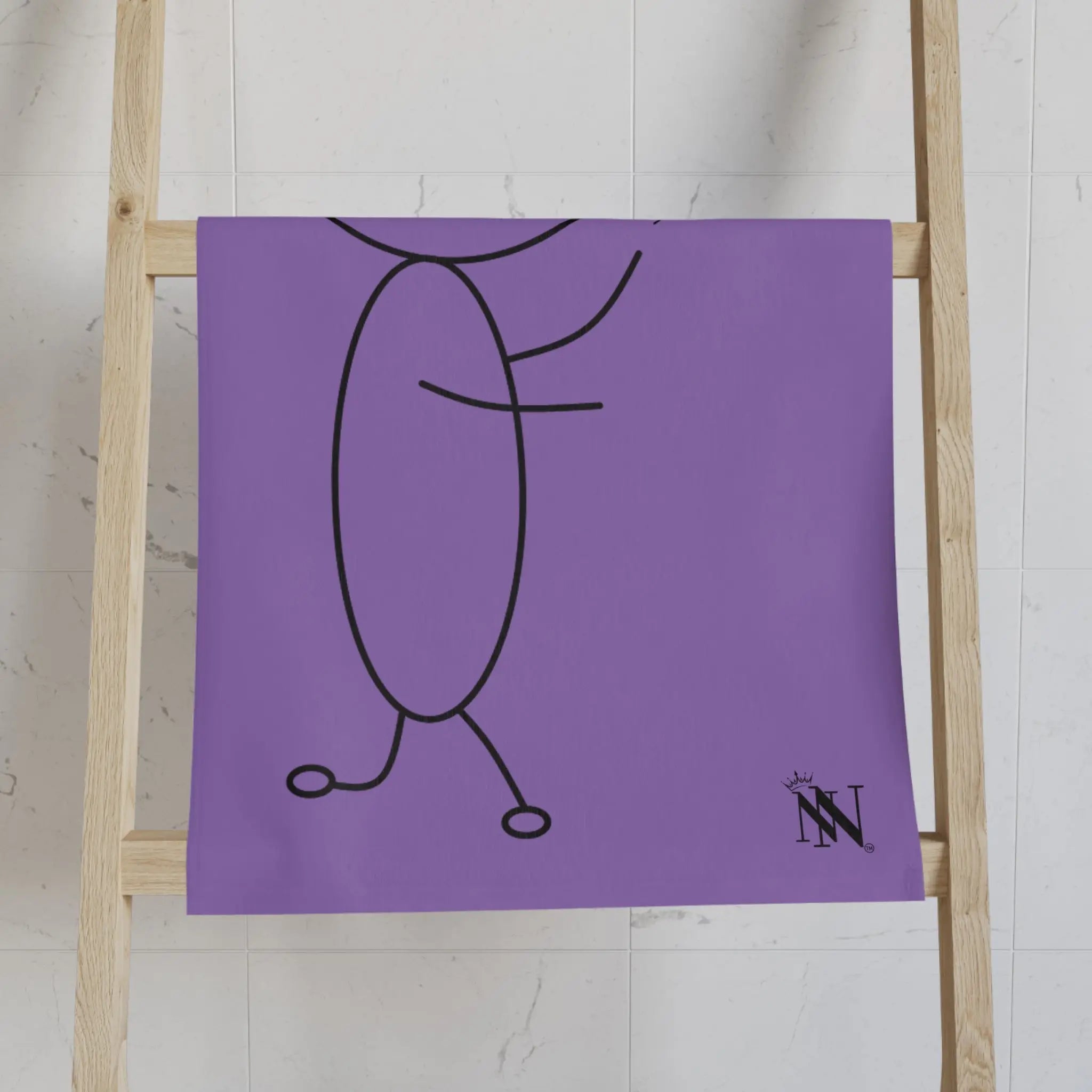 Stick Man Heart Balloon Light Purple Cum Towel