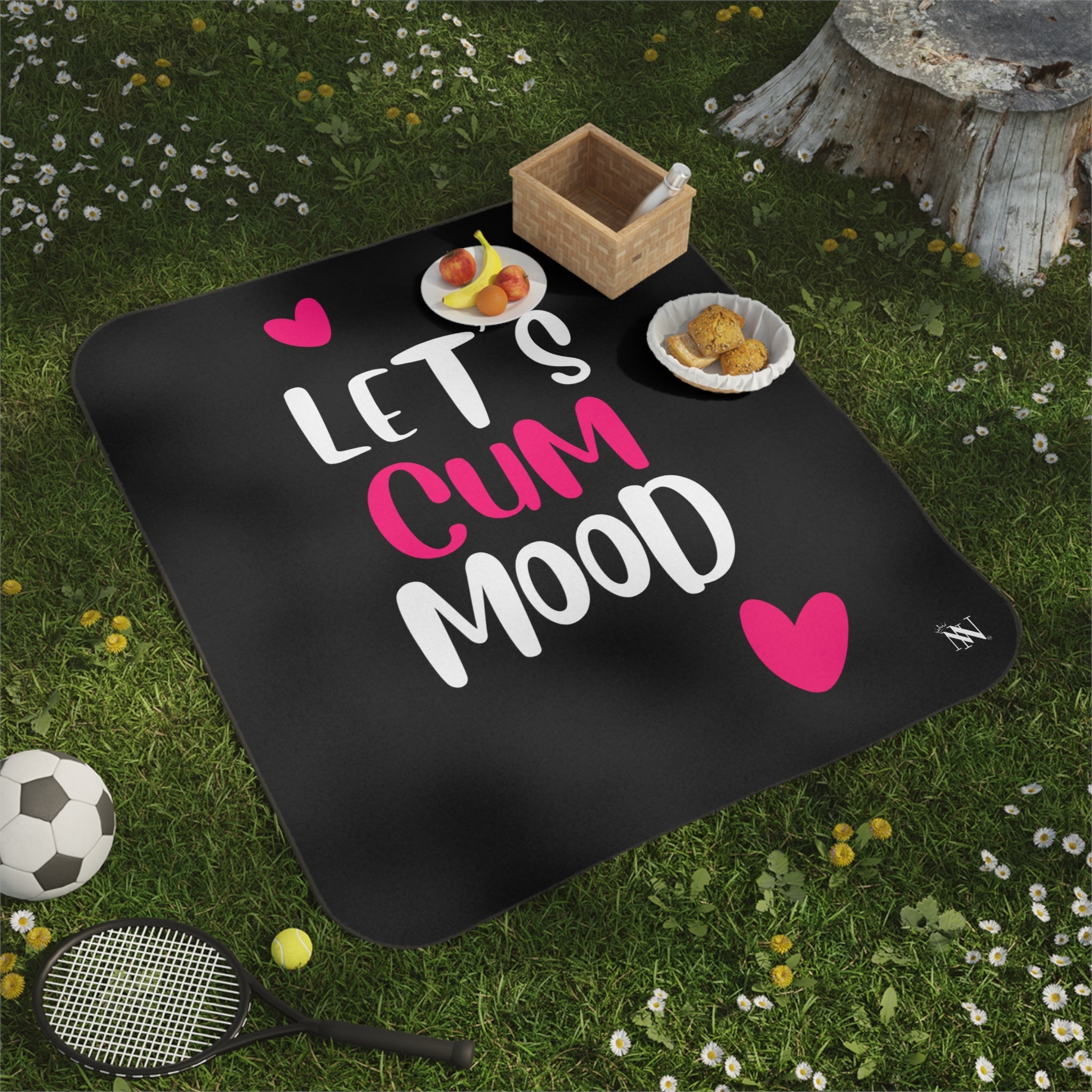 Let’s Cum Mood Hearts Playful Water-Resistant Sex Blanket