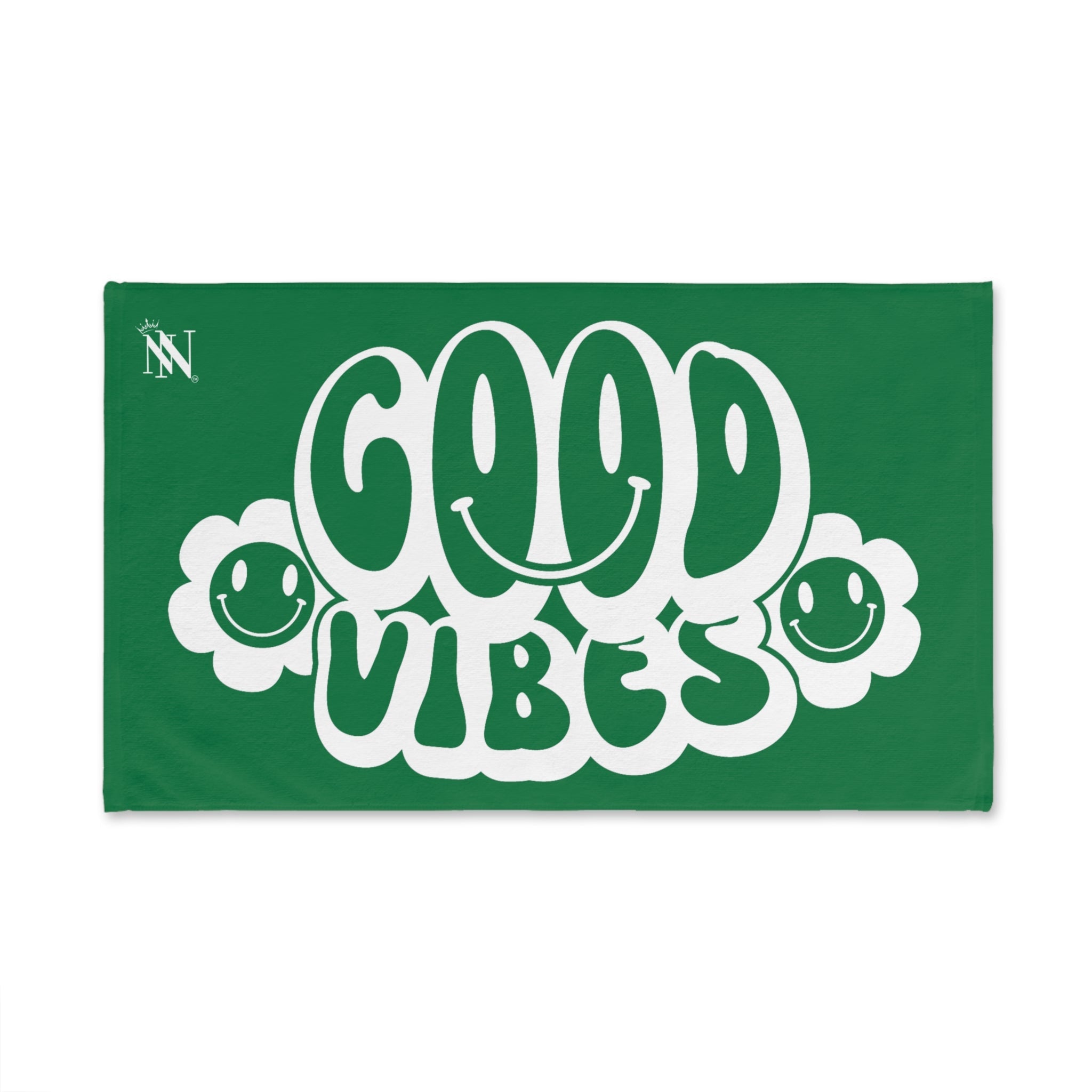 Smiley Happy Face Good Vibes Green Cum Towel
