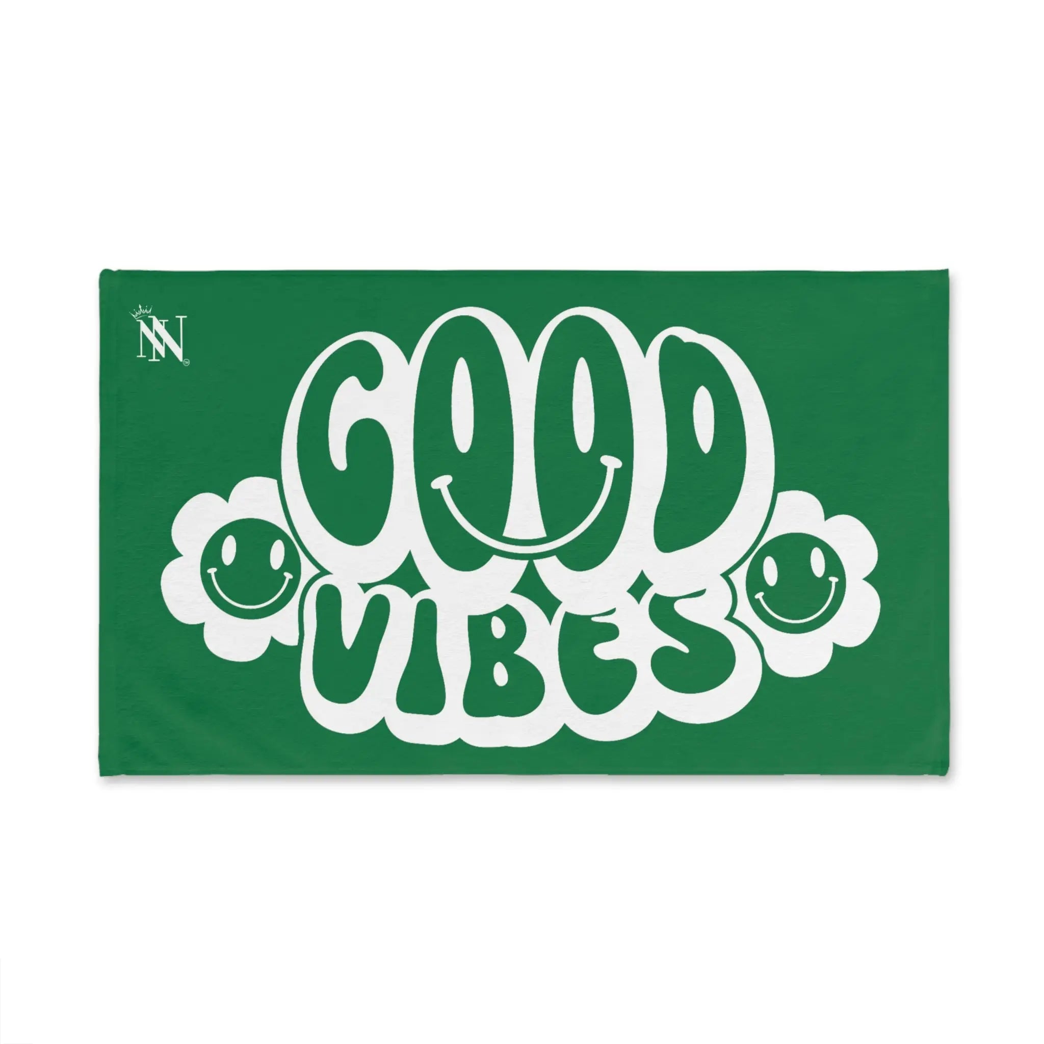 Smiley Happy Face Good Vibes Green Cum Towel