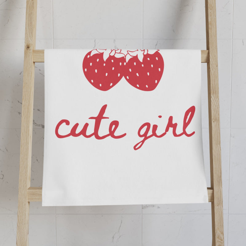 Cute Girl Strawberries | Mix & Match Classic Fun-Flirty Lovers’ Towels