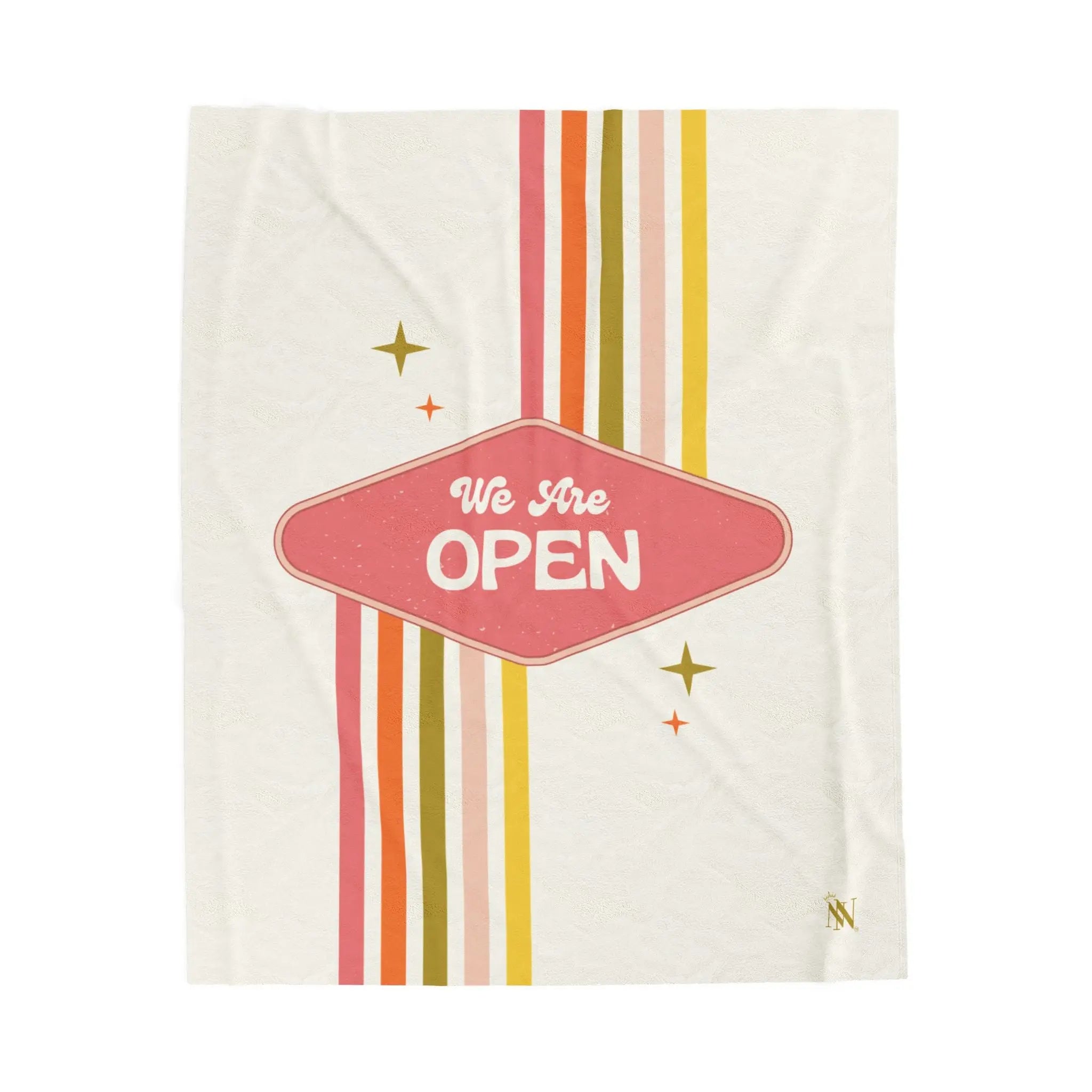 We Are Open Retro Blanket
