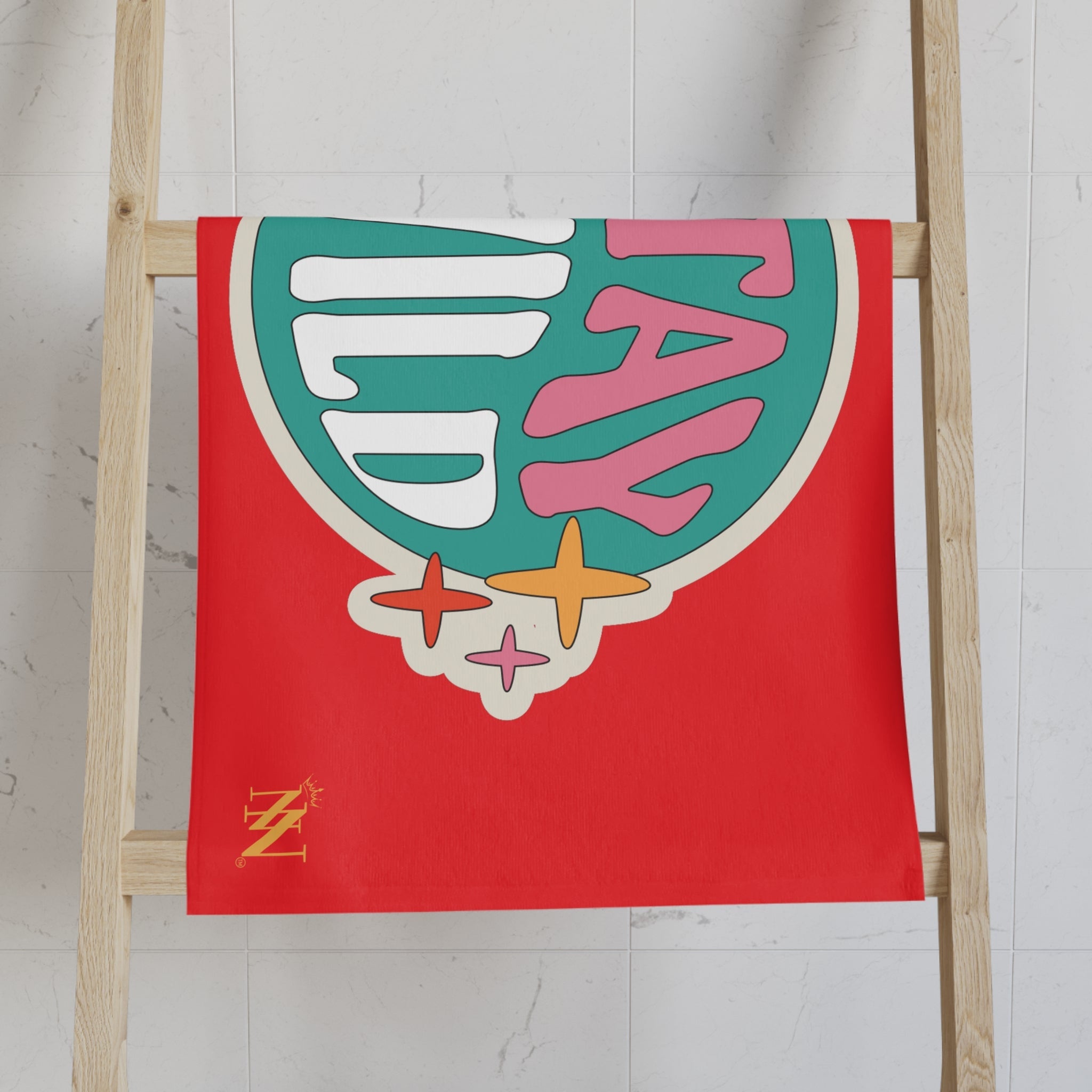 Stay Wild Retro Sticker Bright Red Cum Towel