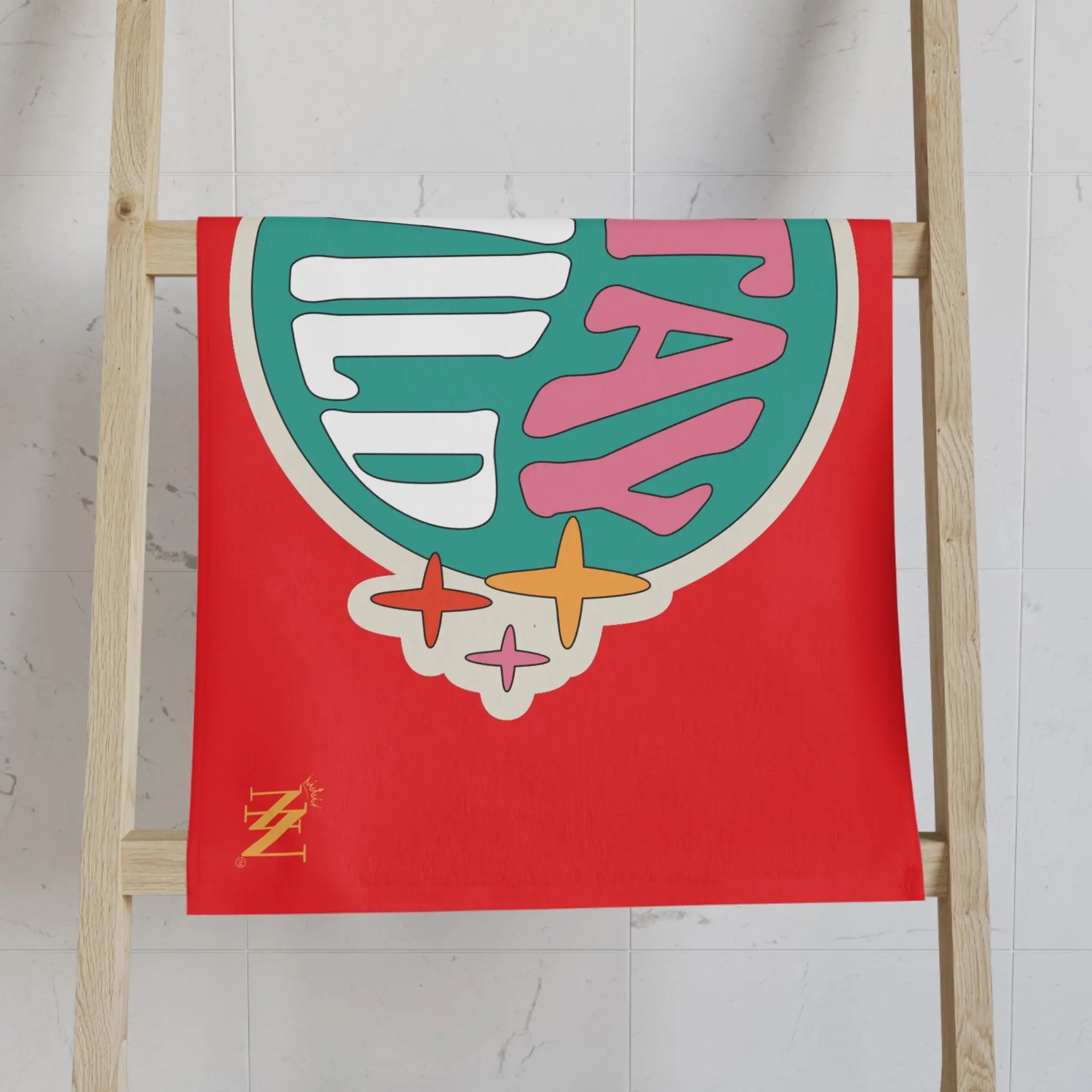 Stay Wild Retro Sticker Bright Red Cum Towel