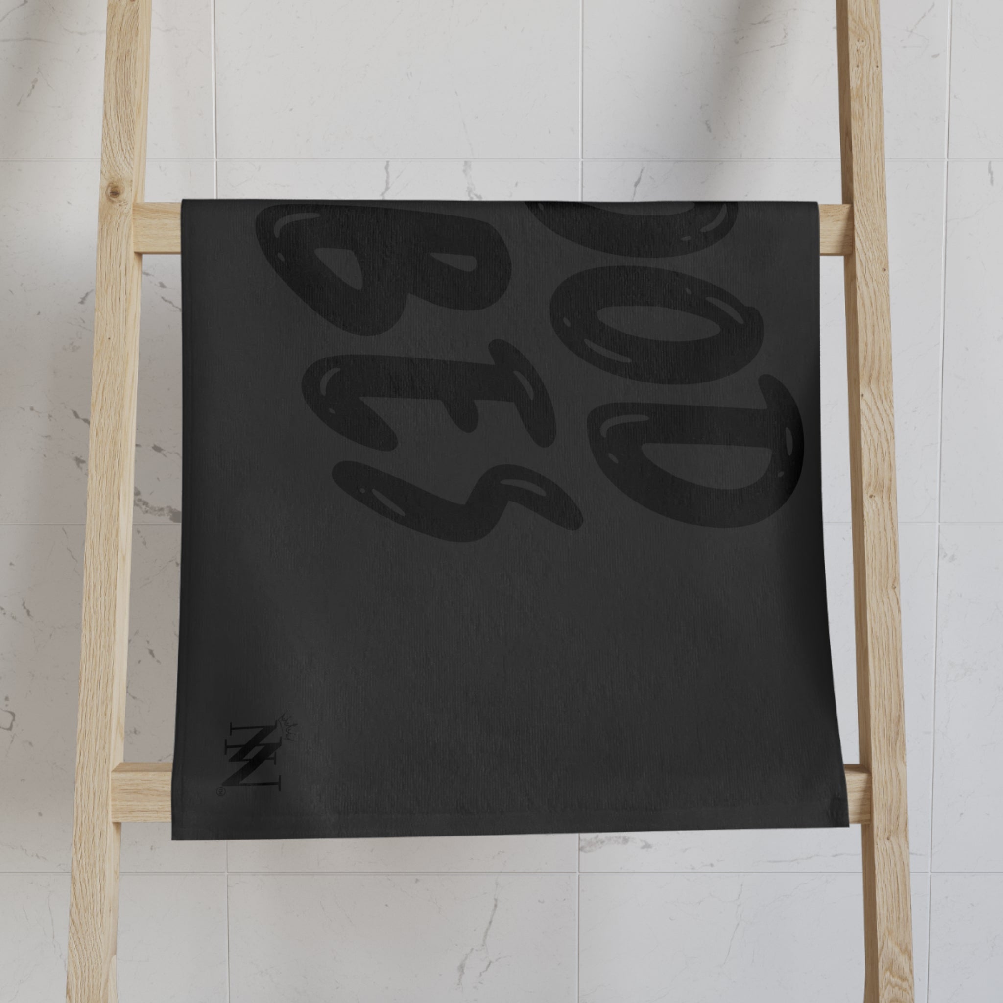 Good Vibes Bubble Print Dark Grey Cum Towel