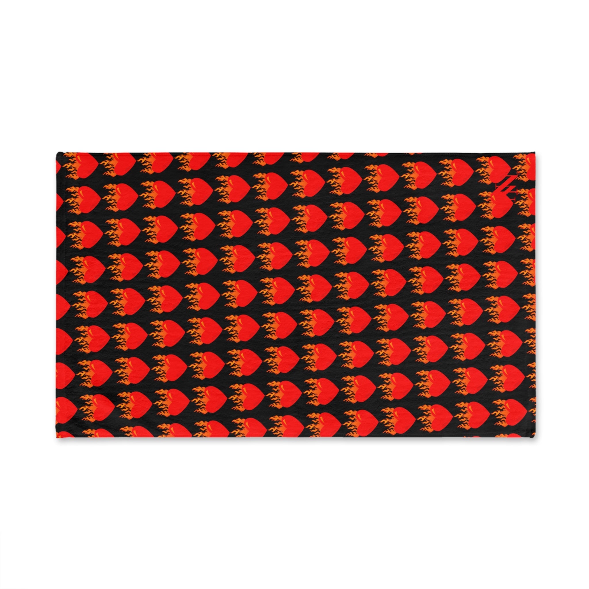 Red Flaming Heart Black Print Cum Towel
