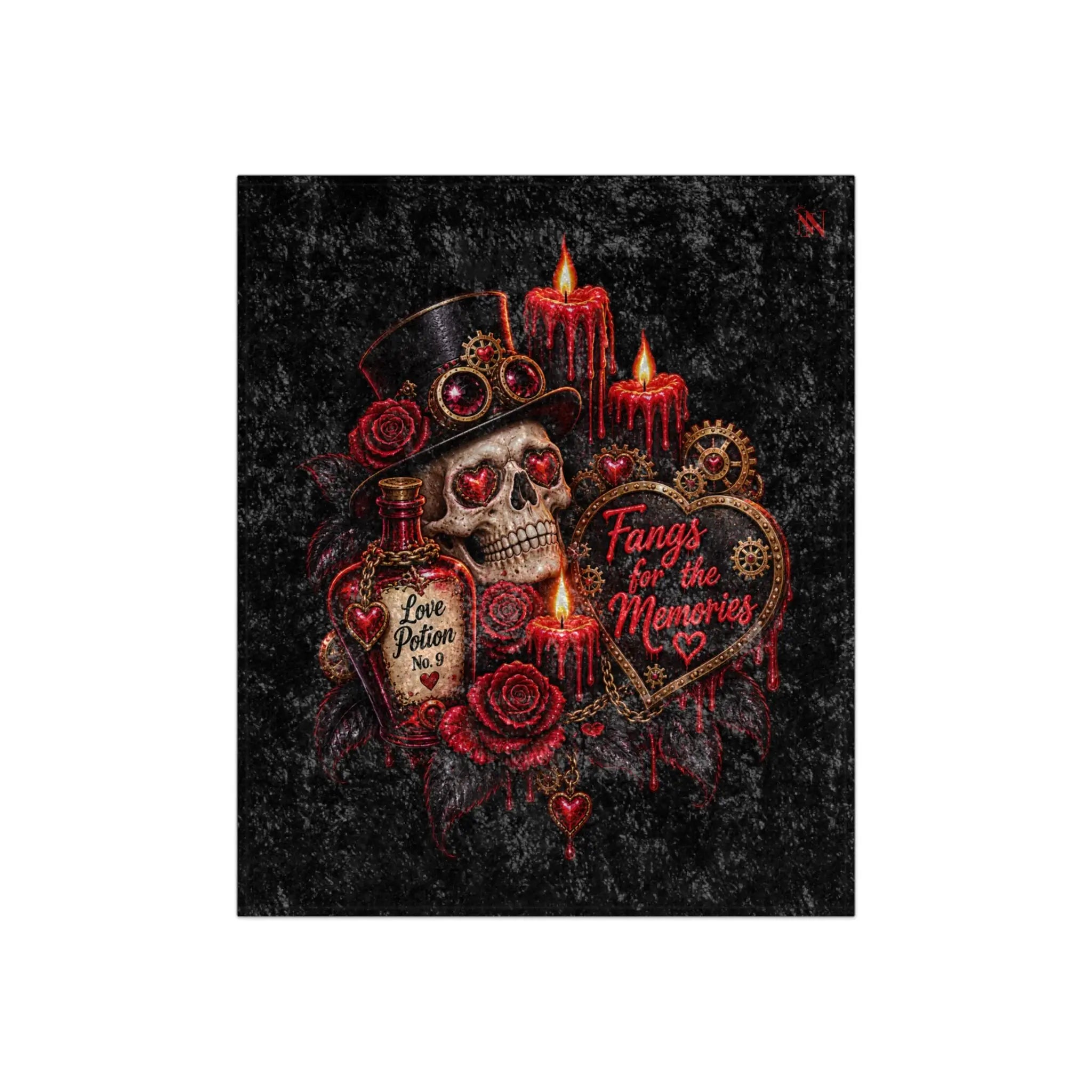 Fangs for the Memories Skull | Nectar Napkins Fun-Flirty Lovers’ Crushed Velvet Blankets