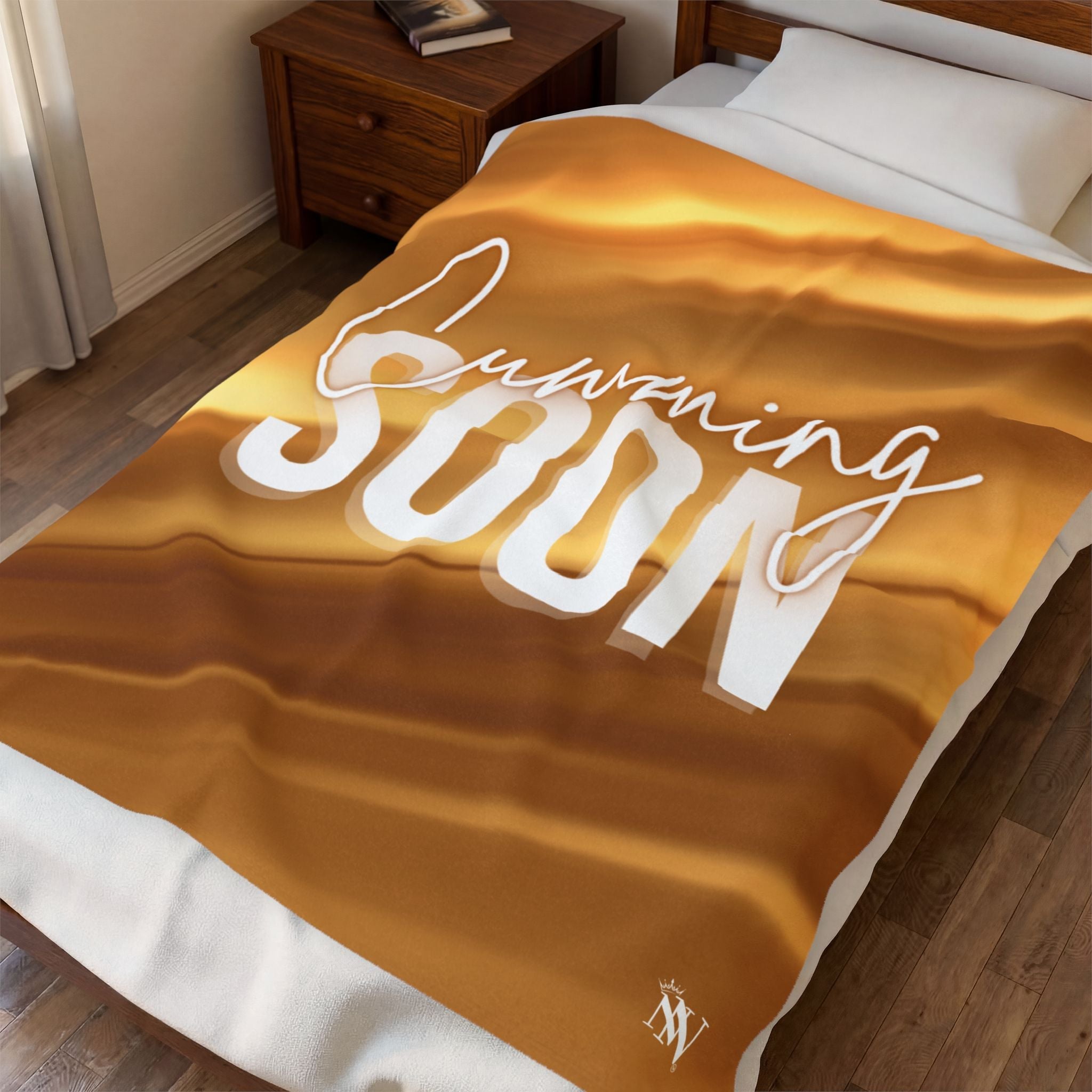 Cumming Soon 24k Gold Print Romantic Lovers Gifts Blanket