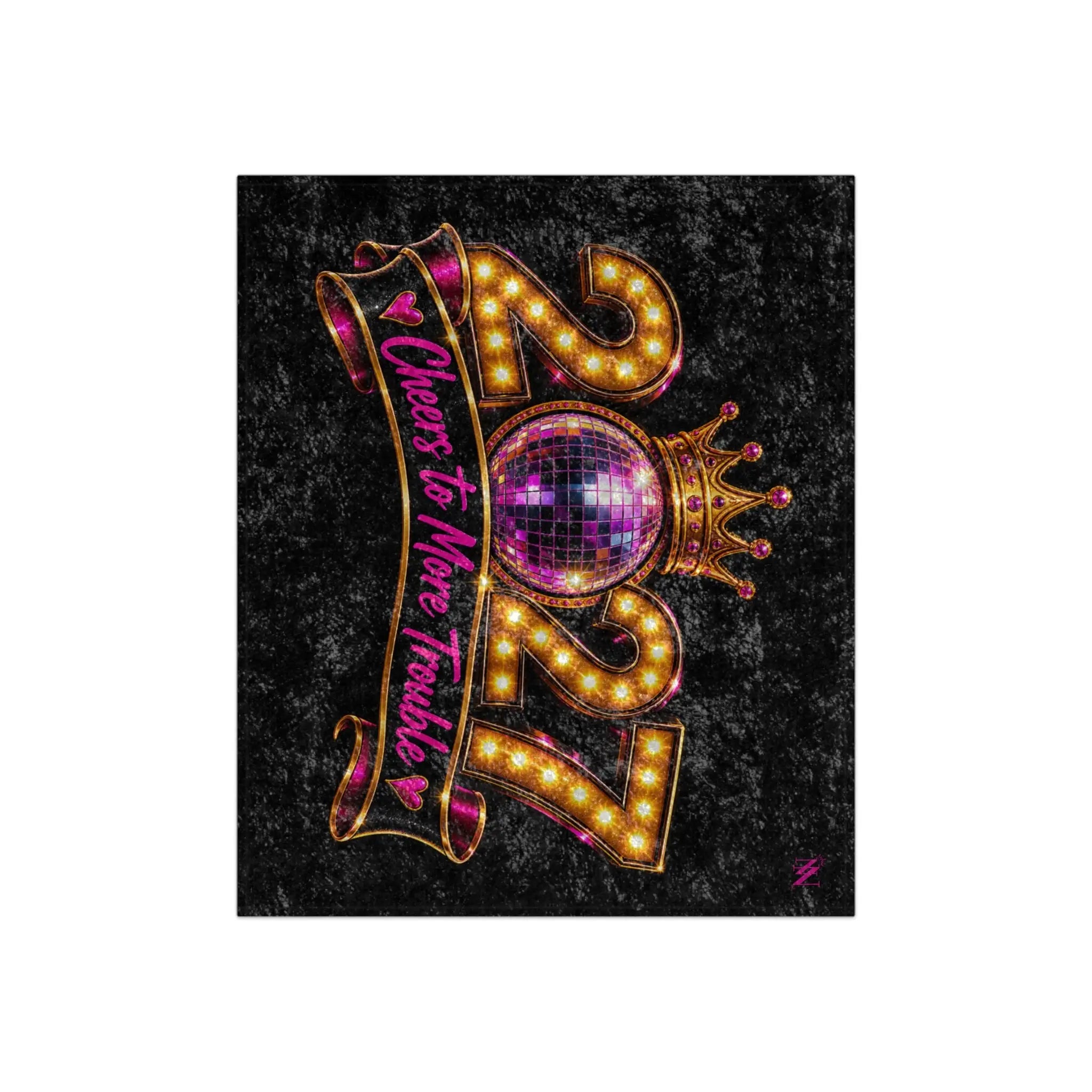Cheers to More Trouble New Year | Nectar Napkins Fun-Flirty Loversโ Crushed Velvet Blankets