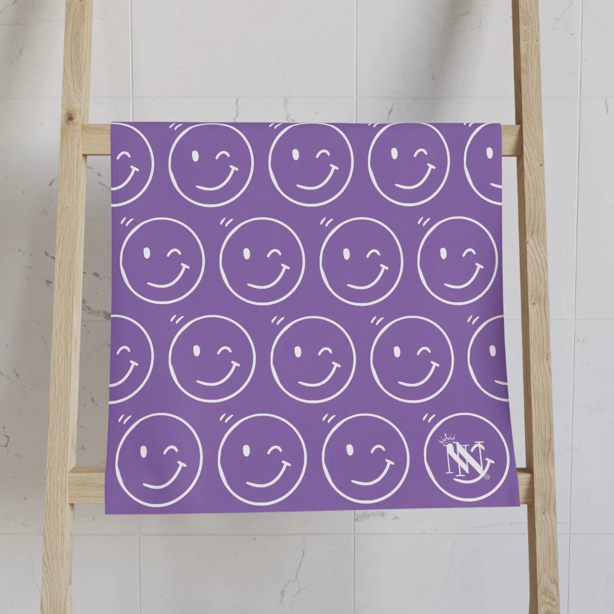 Wink Emoji Pattern Light Purple Cum Towel
