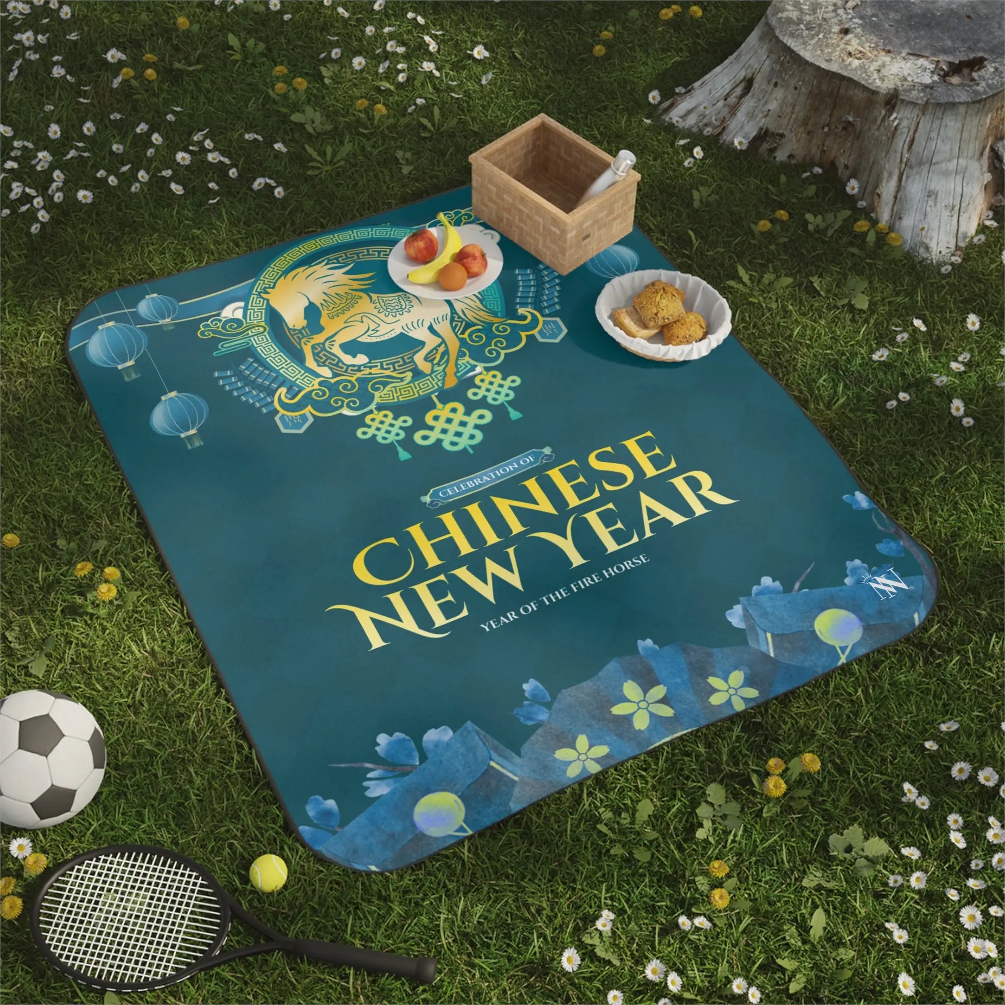 Celebration of Chinese New Year Travel-Friendly Water-Resistant Sex Blanket