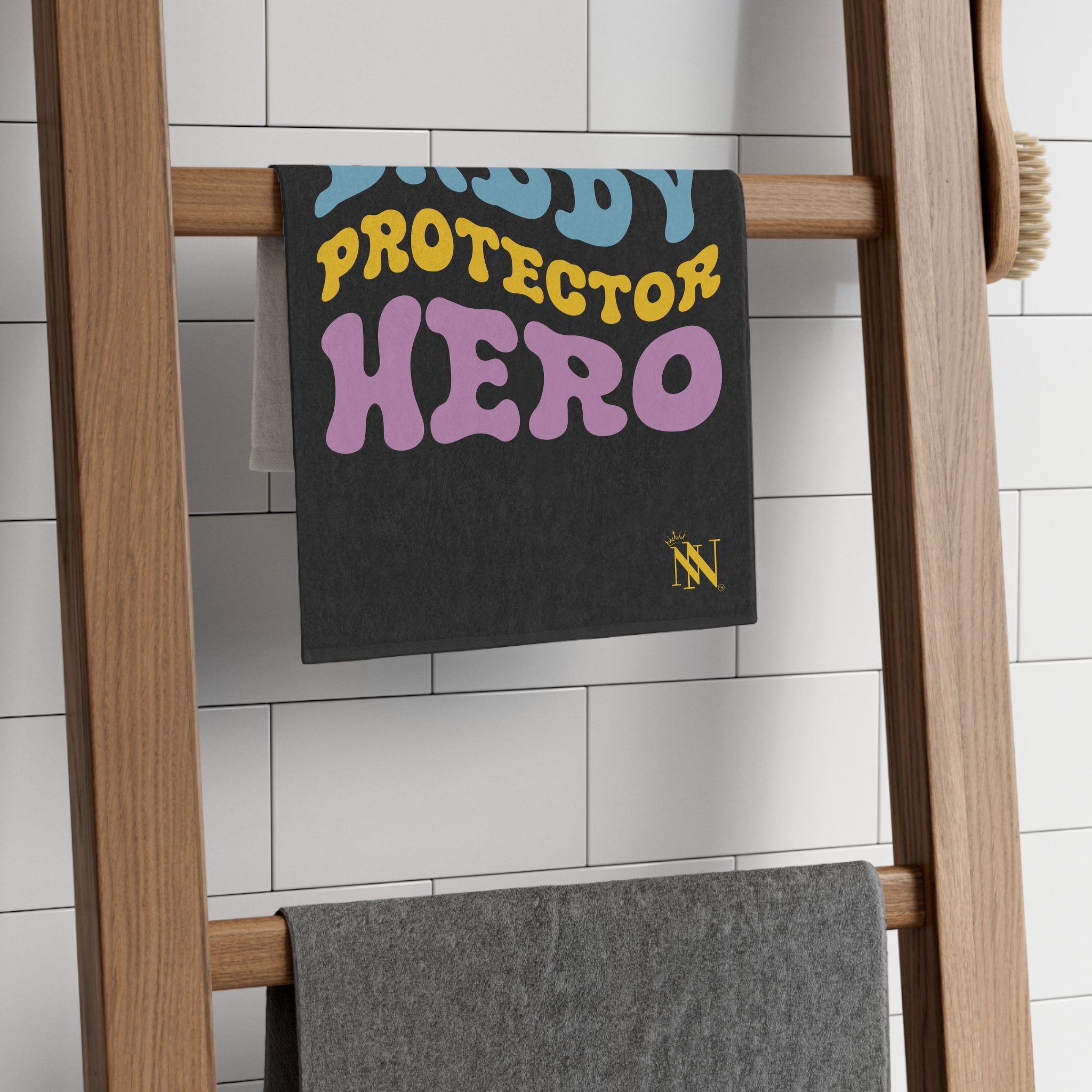 Husband Daddy Protector Hero Black | Mix & Match Soft Fun-Flirty Lovers’ Towels