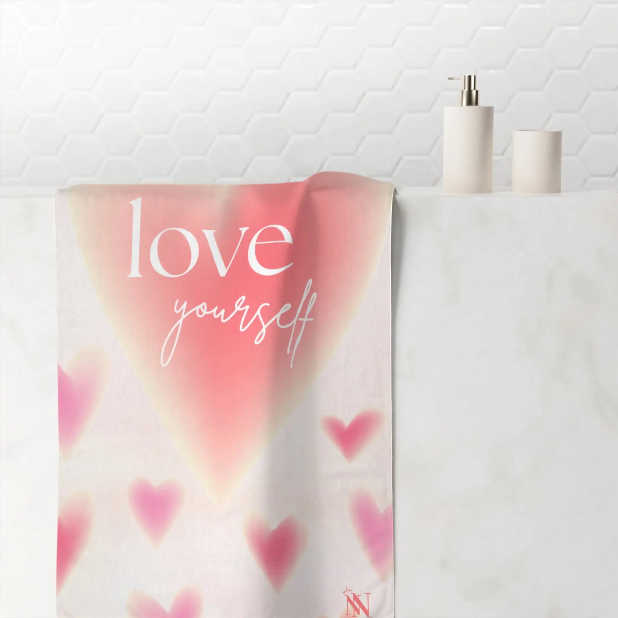 Love Yourself Heart Pattern Extra Large Sex Towel
