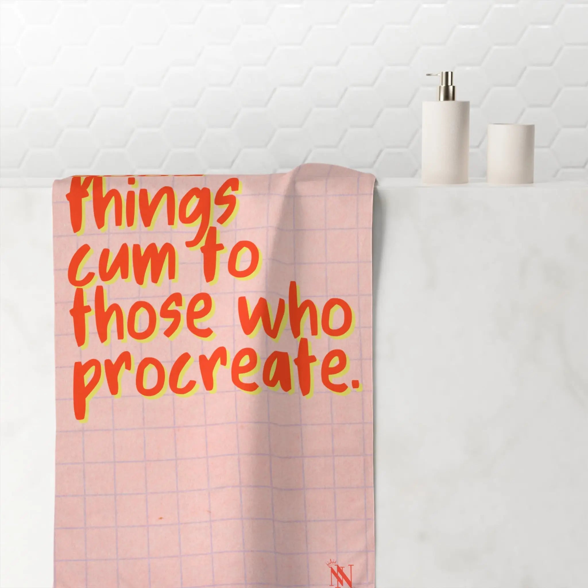 Good Things Cum to Those Who Procreate. Beach Towel