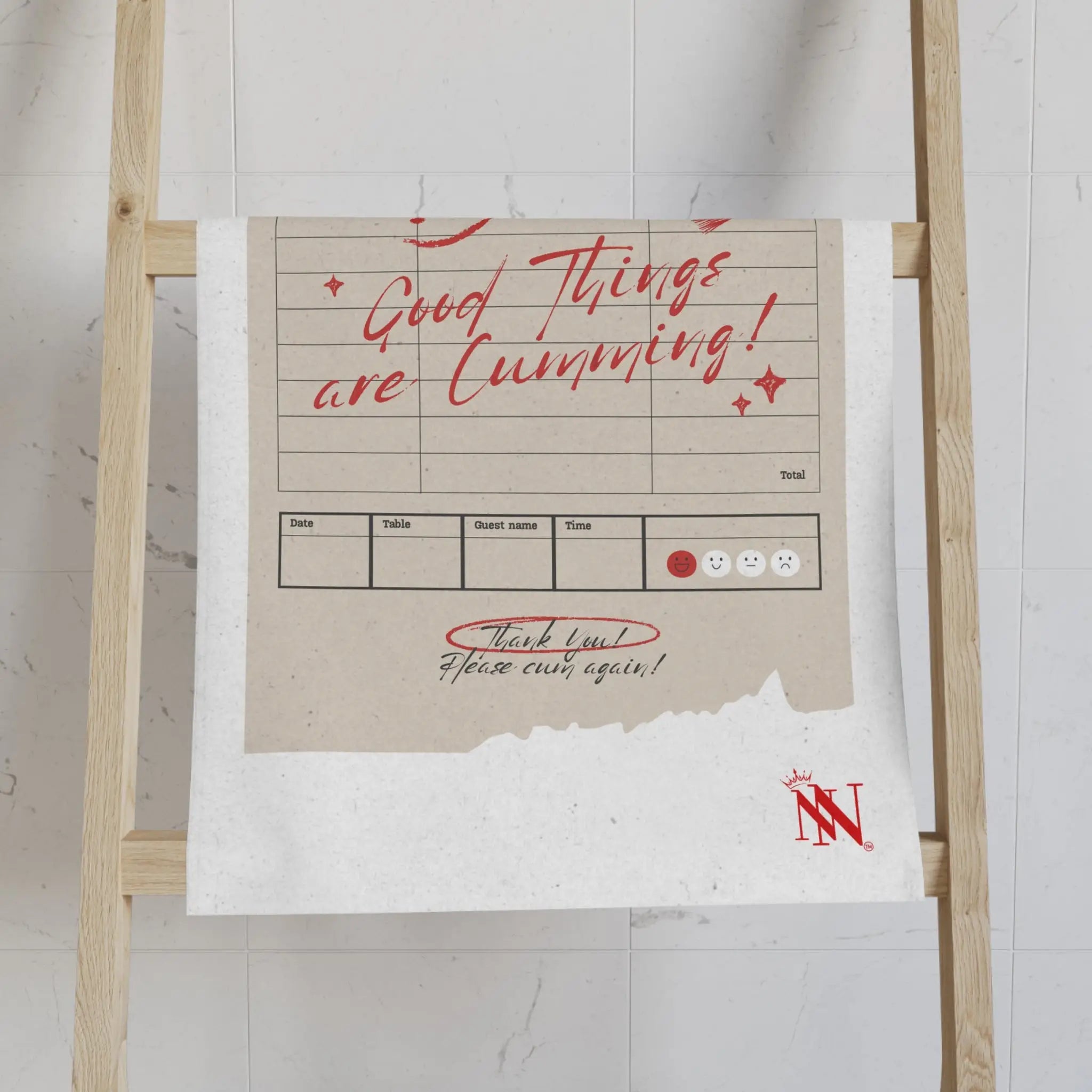 Good Things Are Cumming! Vintage Guest Check | Mix & Match Original Fun-Flirty Lovers’ Towels