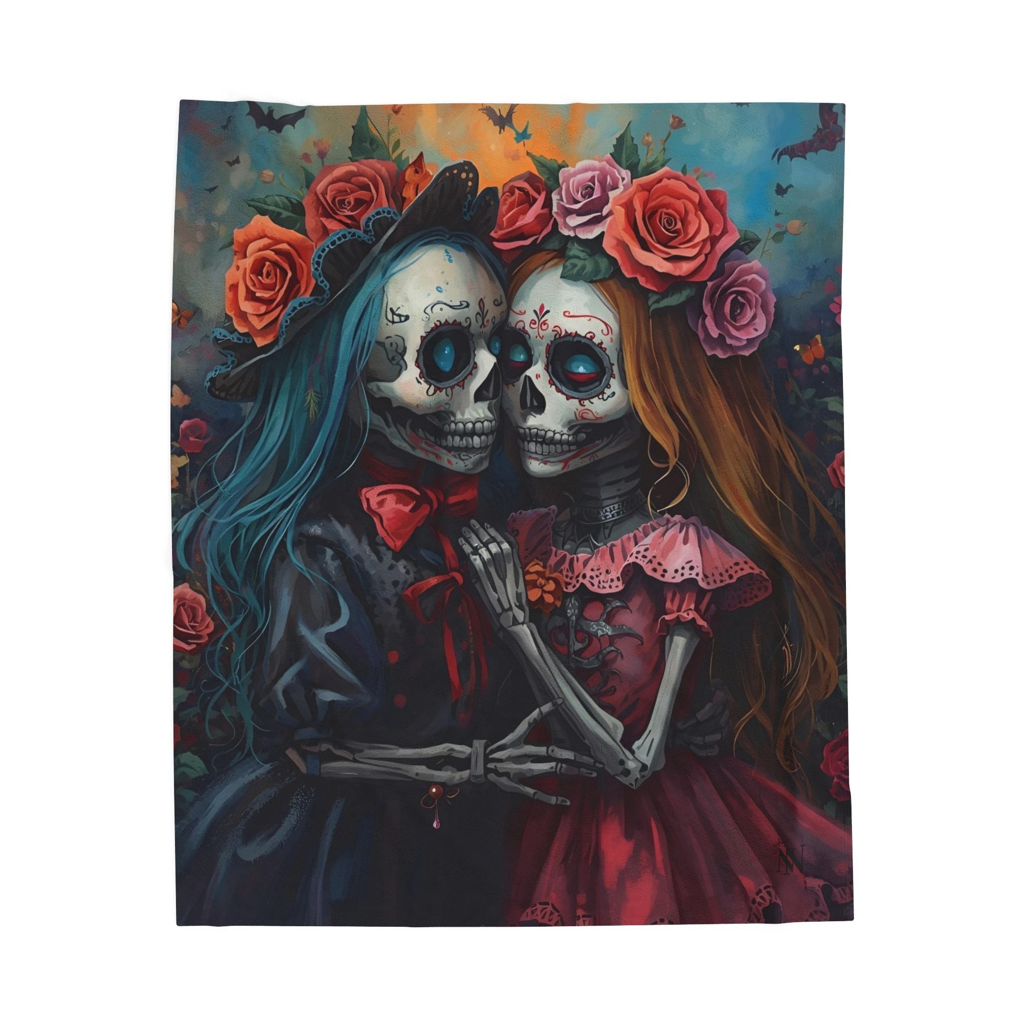 Traditional El Día de los Muertos Dolls | Mix & Match Velveteen Fun-Flirty Lovers’ Blankets