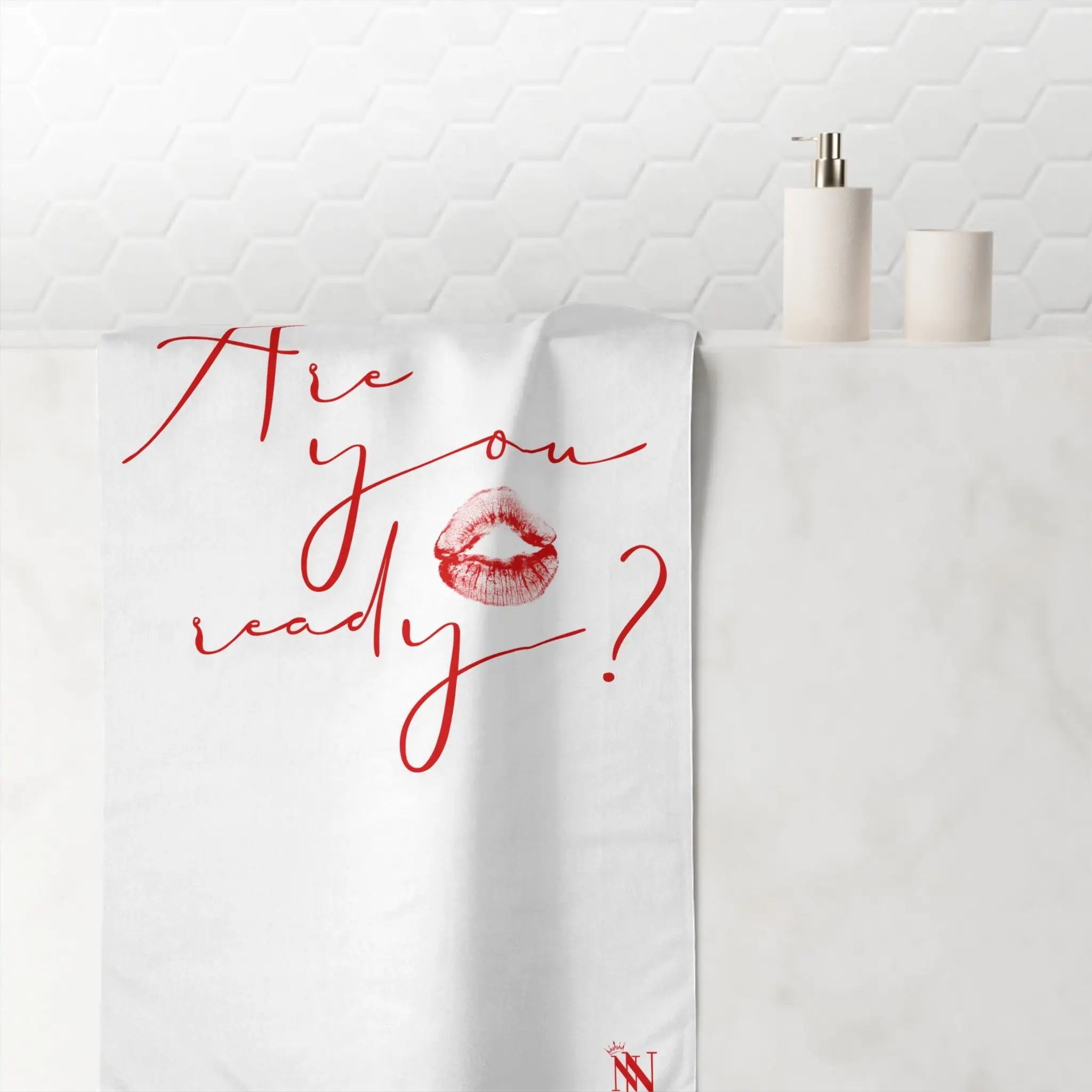 Are You Ready? Kiss Mark | Mix & Match XL Fun-Flirty Lovers’ Towels