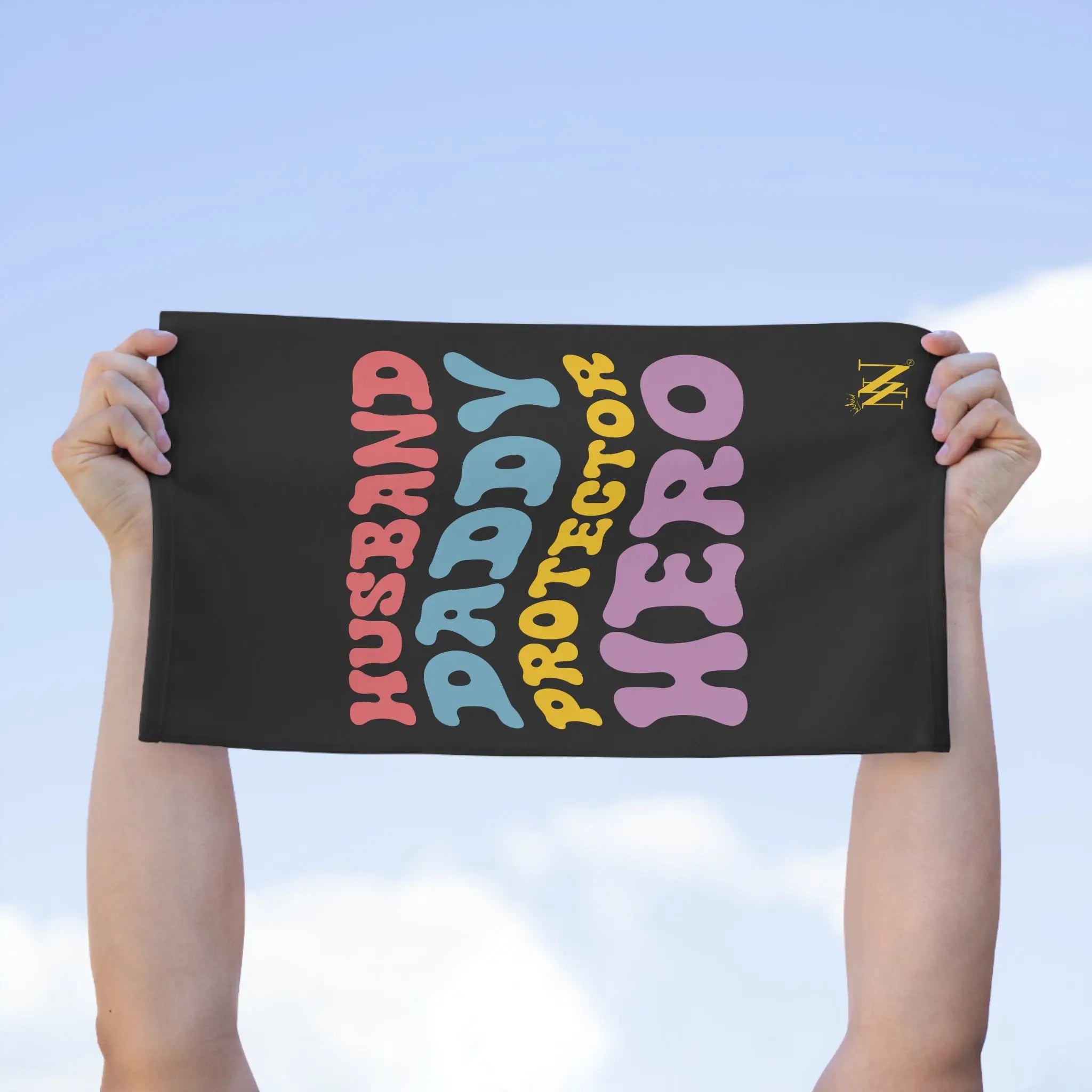 Husband Daddy Protector Hero Black | Mix & Match Soft Fun-Flirty Lovers’ Towels