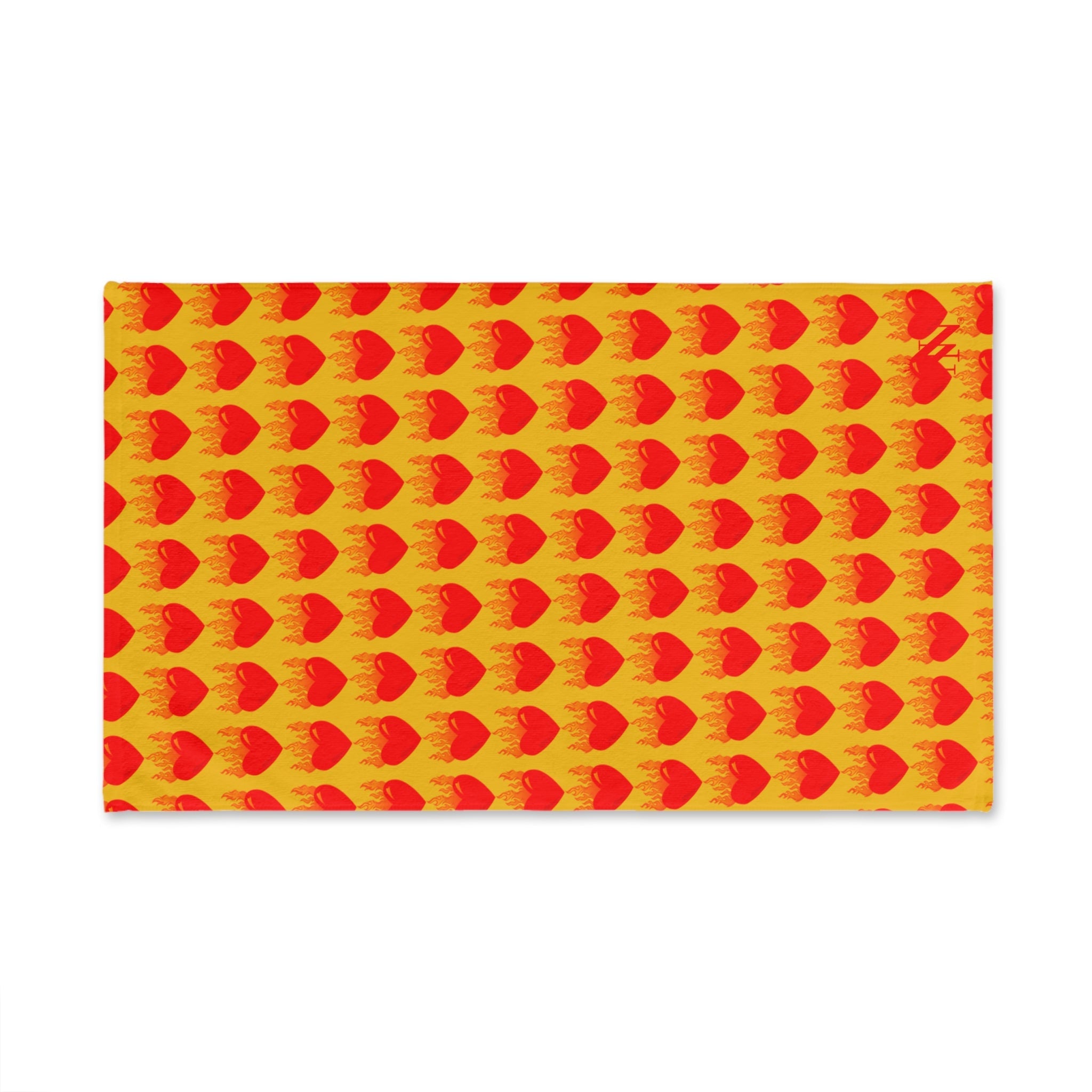 Red Flaming Heart Yellow Print Cum Towel