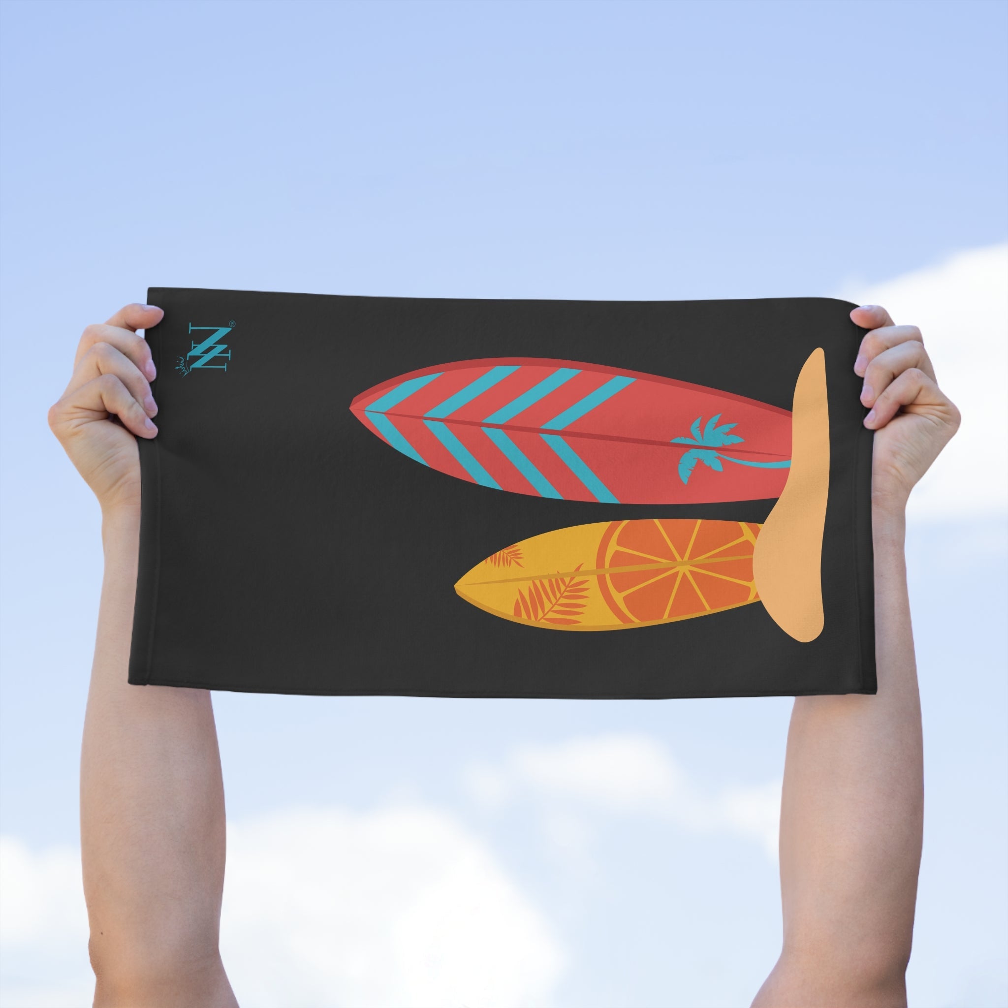 Twin Surfboards Black | Mix & Match Soft Fun-Flirty Lovers’ Towels