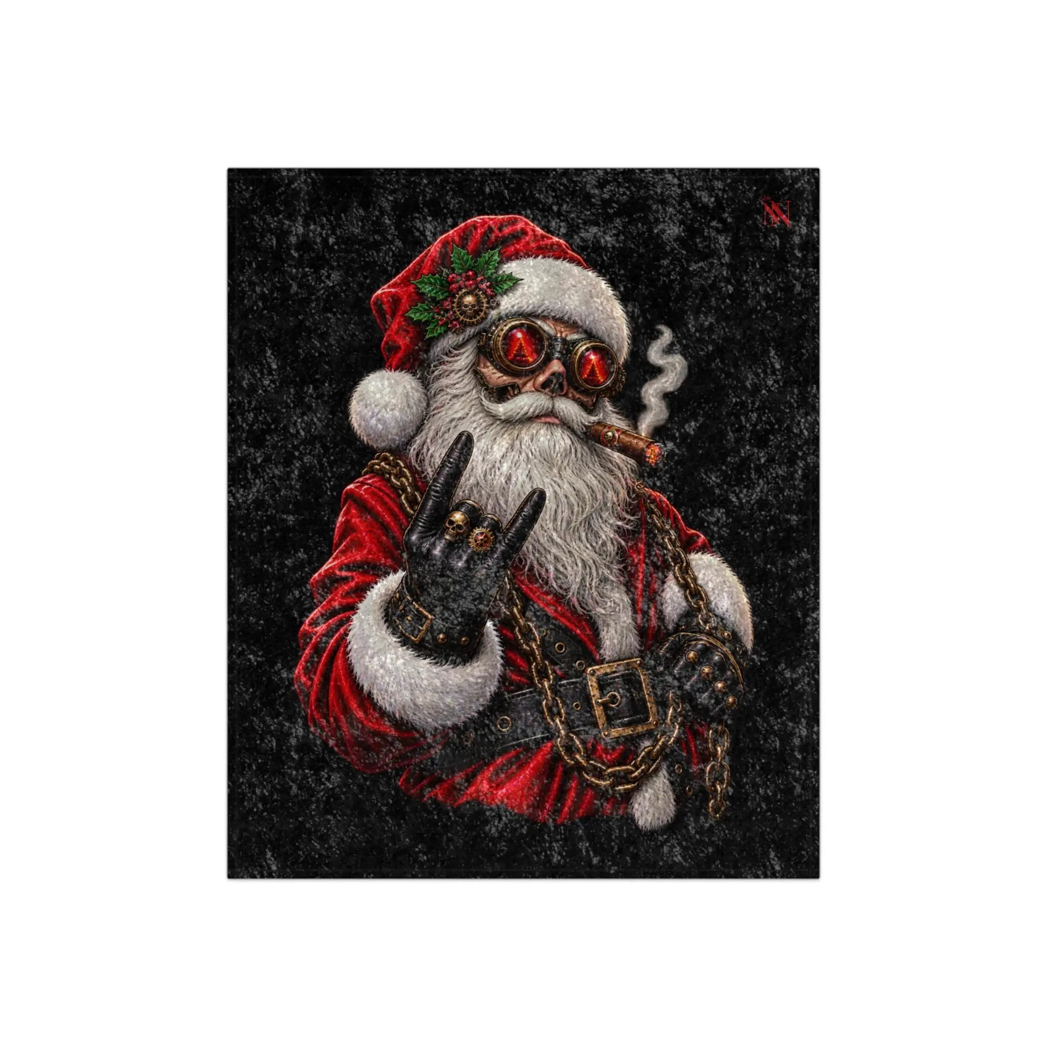 Santa in Chains Christmas | Nectar Napkins Fun-Flirty Loversโ Crushed Velvet Blankets